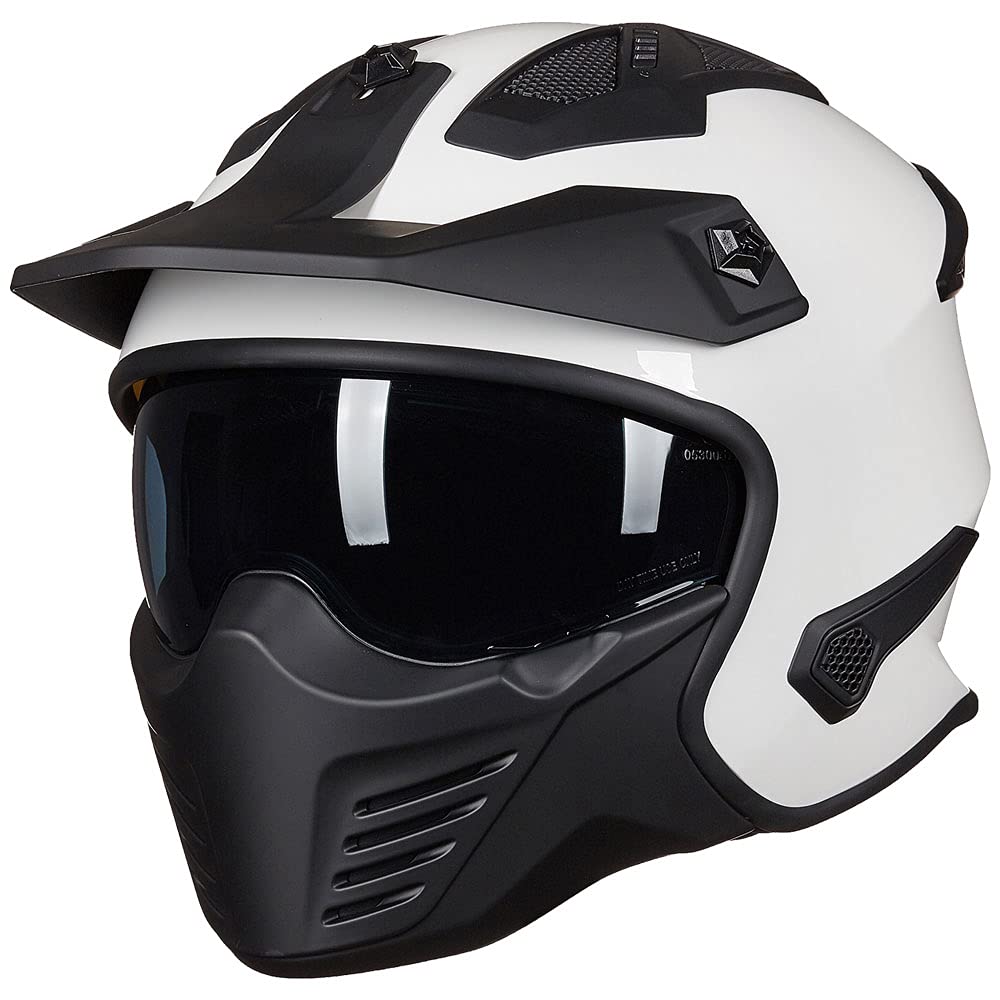 Ilm Open Face Motorcycle 3/4 Half Helmet For Dirt Bike Moped Atv Utv Motocross Cruiser Scooter Dot Model 726X (White,Xl)