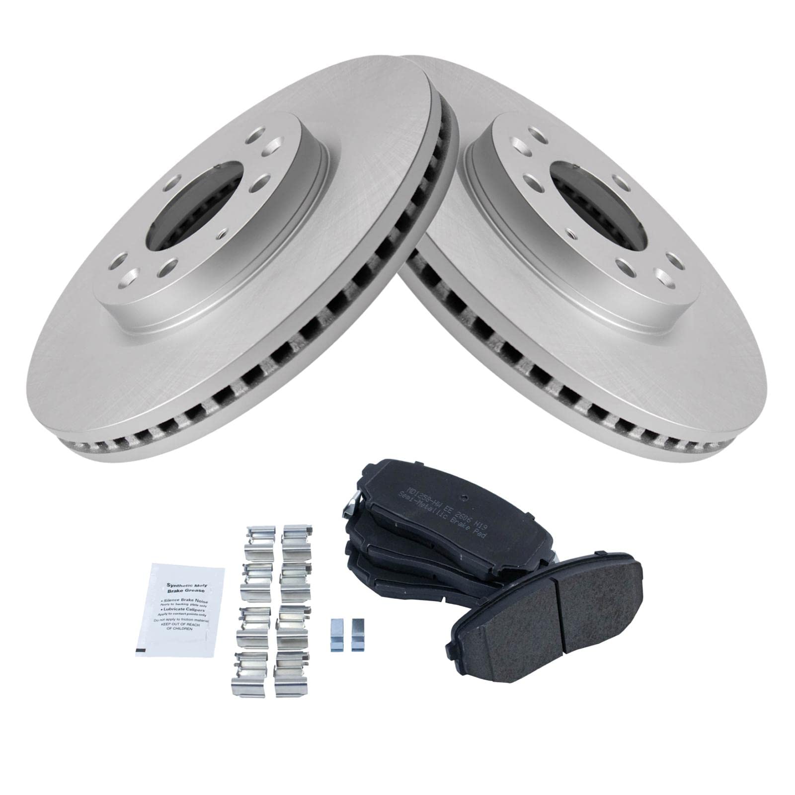 Trq Front Semi Metallic Brake Pad & Coated Rotor Kit For 07-12 Mazda Cx7 Cx-7