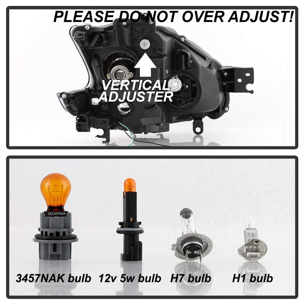 ACANII Projector Headlights for 2009-2014 Nissan Maxima, Black LED Tube Style, Driver & Passenger Side