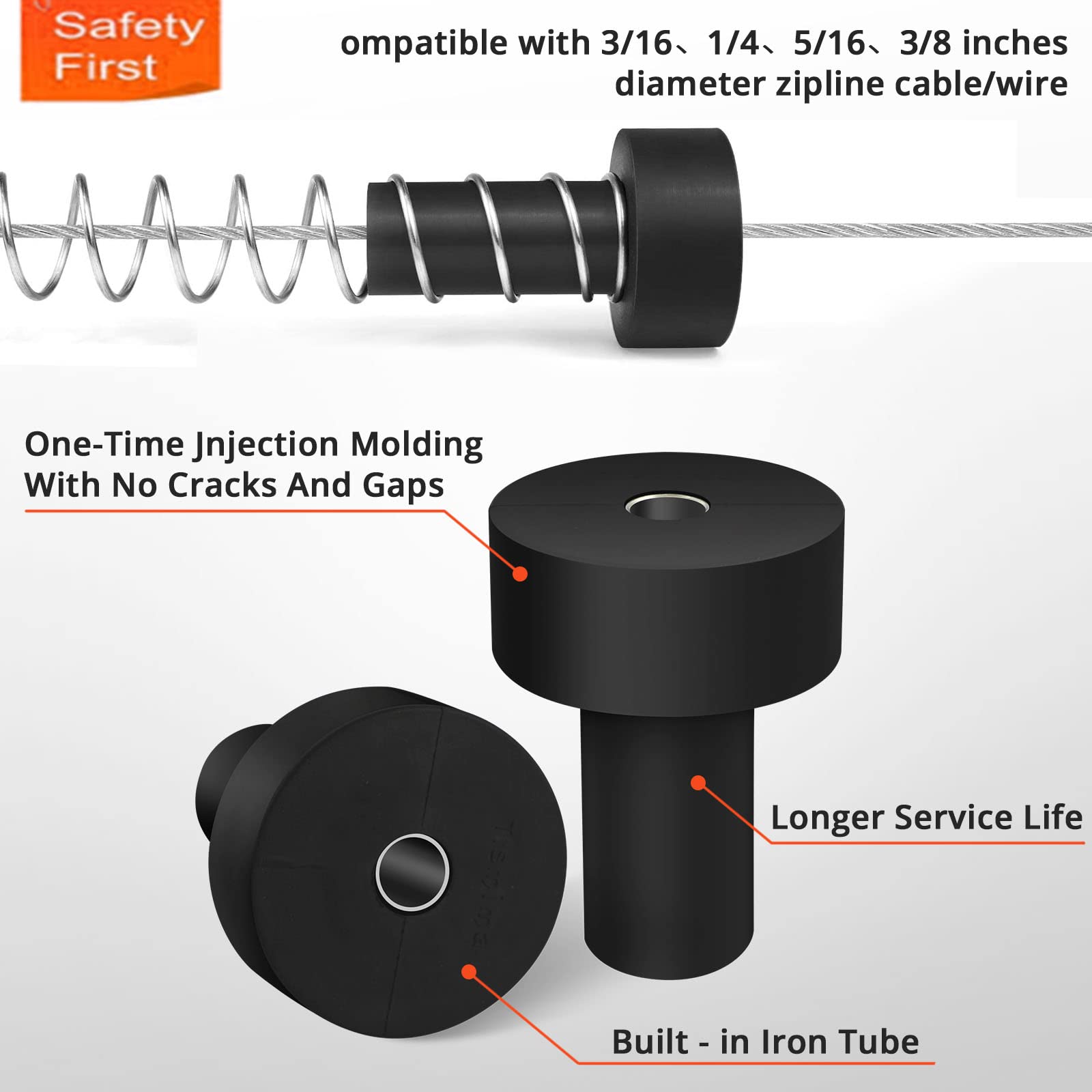 Trsmima Heavy Duty Stainless Steel Zipline Spring Brake Extra Long 5.3 Ft, Zipline Stopper, Kids Backyard Zip Line Spring Brakin