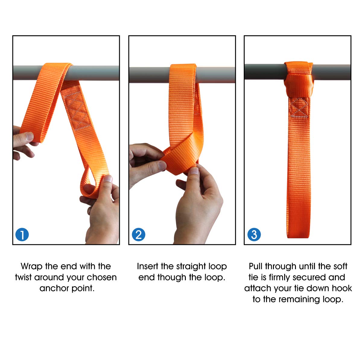 Jchl Soft Loops Tie Down Straps (4Pk) 12,000Lbs Max Strength 18''X1.7'' Heavy Duty Motorcycle Tie Downs For Use With Ratchet Str