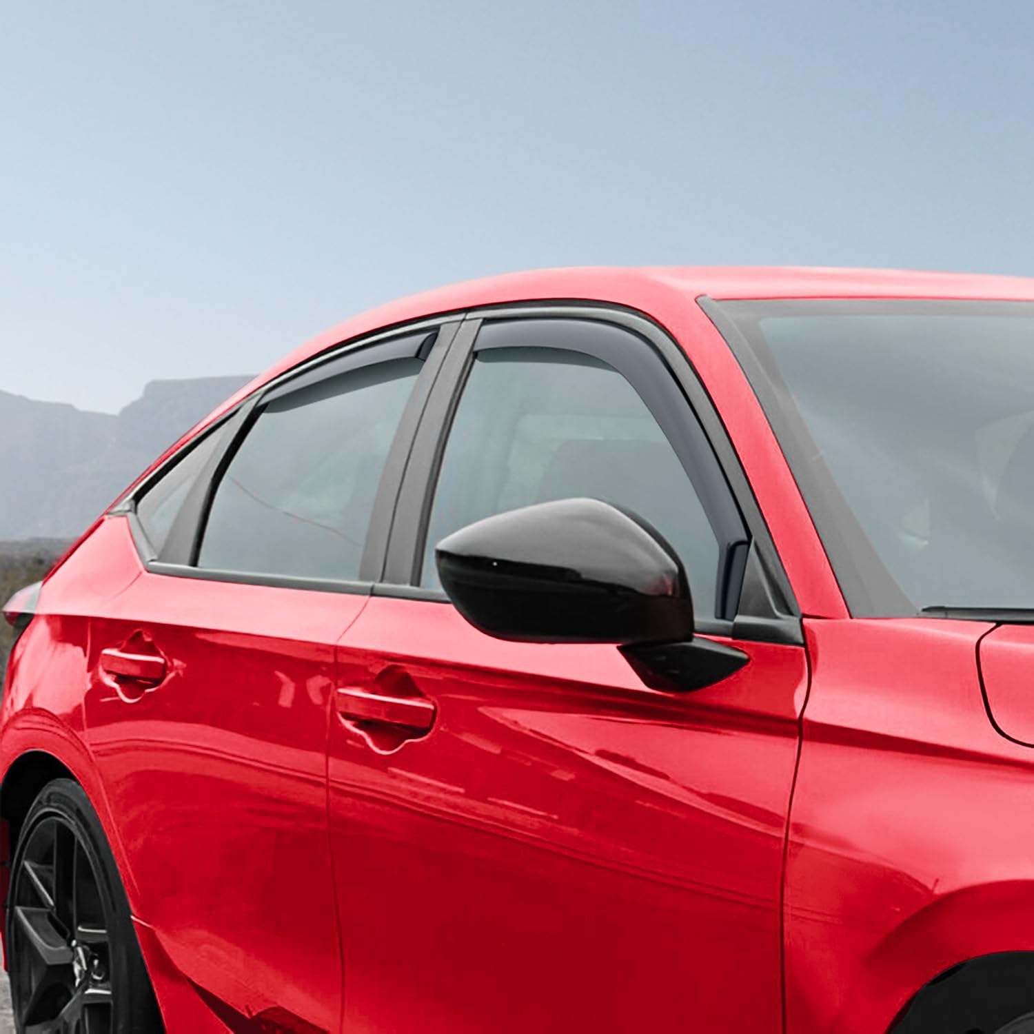 Voron Glass In-Channel Extra Durable Rain Guards For Honda Civic 2022-2025 Hatchback, Window Deflectors, Vent Window Visors, 4 P