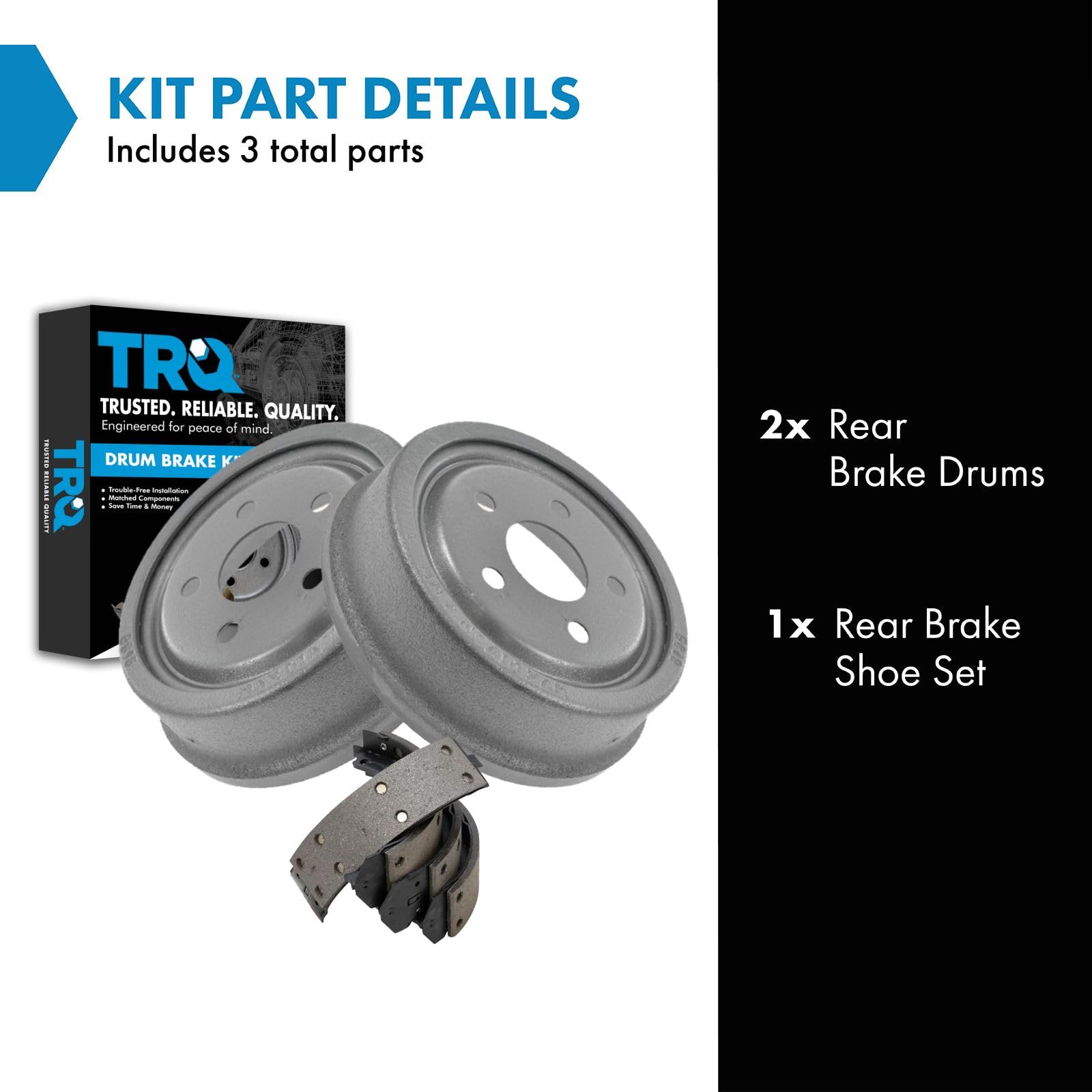 TRQ Rear Brake Drums & Shoes Kit Set Compatible with Buick Chevy Oldsmobile Pontiac