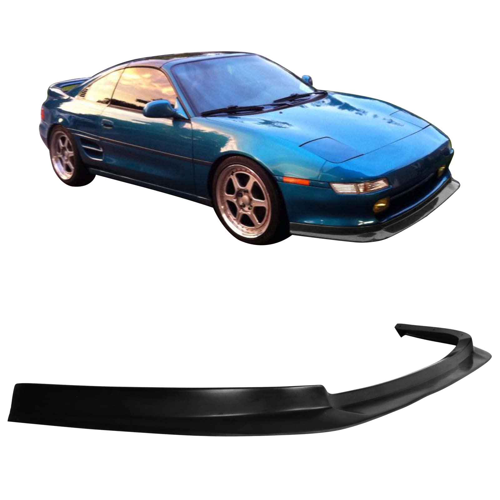 IKON MOTORSPORTS Front Bumper Lip for 1991-1999 Toyota MR2, Unpainted Black PU Spoiler Add-On