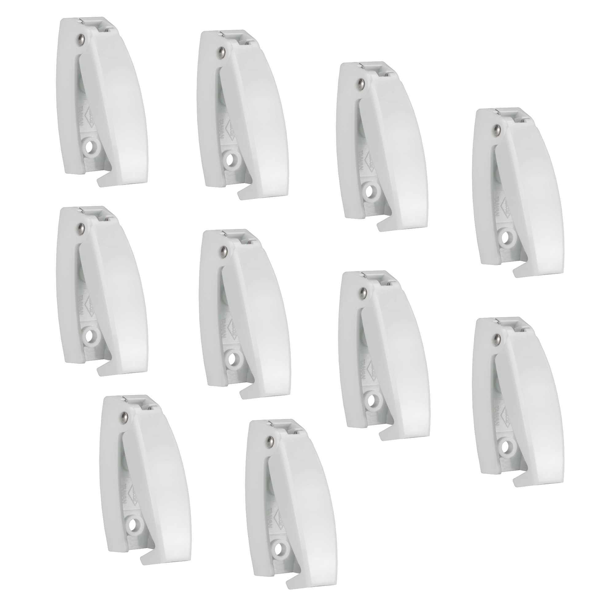 Recpro Rv White Rounded Baggage Door Catch Compartment Clips Latch | Camper Trailer Motor Home (10 Pack)