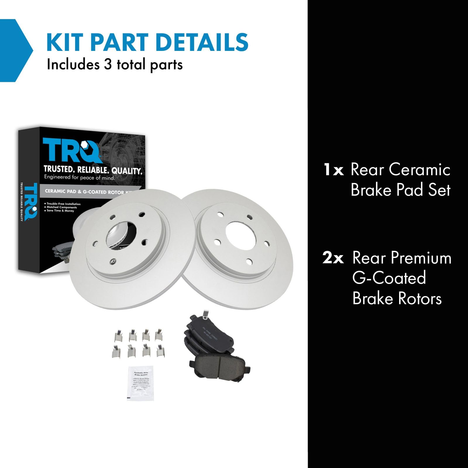 Trq Rear Ceramic Pads & G-Coated Brake Rotors Kit For Chrysler Dodge Ram Vw
