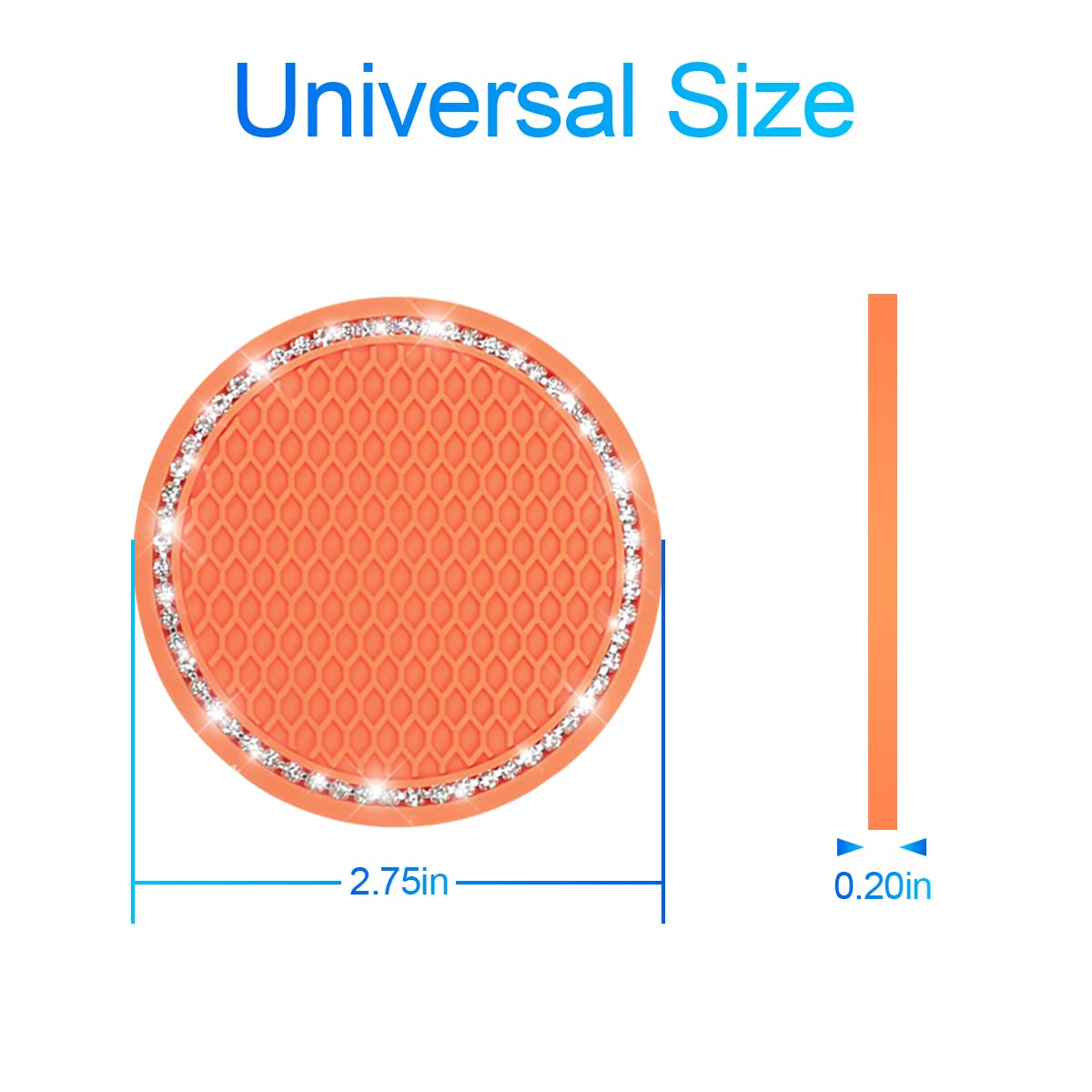 2 Pack Car Bling Cup Holder Coaster, 2.75 Inch Crystal Rhinestone Car Cup Holder Insert Coaster,Universal For Cars, Vehicles, Suvs, Car Interior Accessories For Women And Men (Orange)
