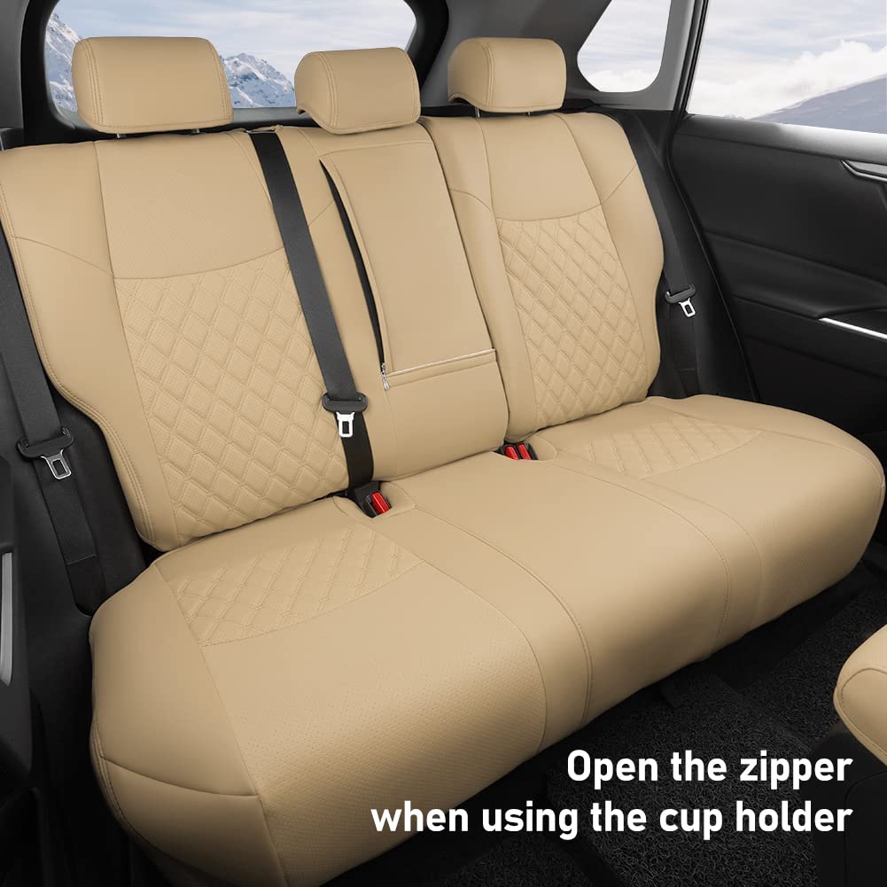 Giant Panda Pu Leather Car Seat Covers Full Set Custom Fit For 2019 2020 2021 2022 2023 2024 2024 Toyota Rav4 Le, Xle, Xle Premi