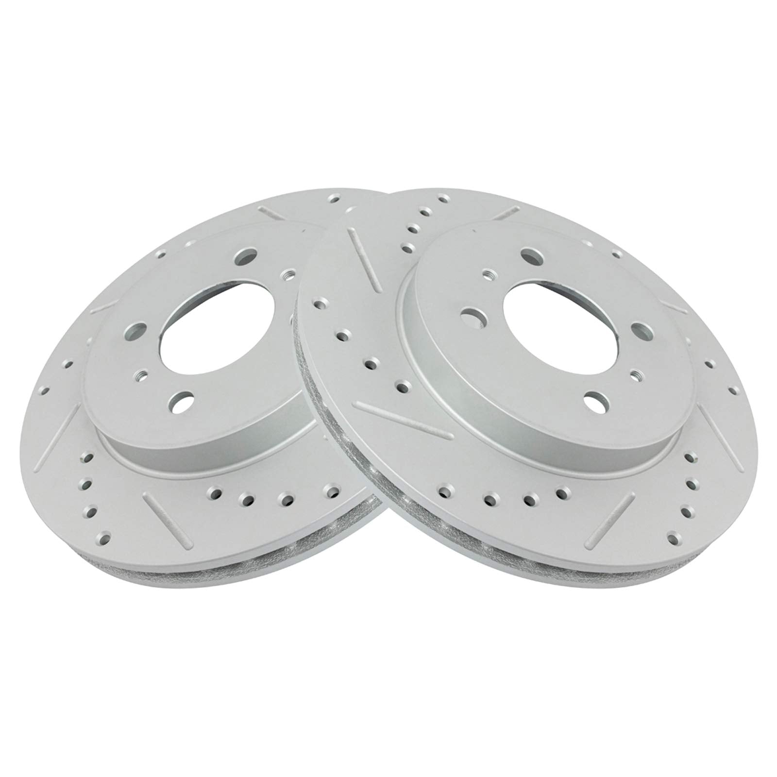 Trq Front Performance Brake Rotors Set Premium G-Coated Cross Drilled & Slotted Compatible With 2002-2006 Mitsubishi Lancer 1999