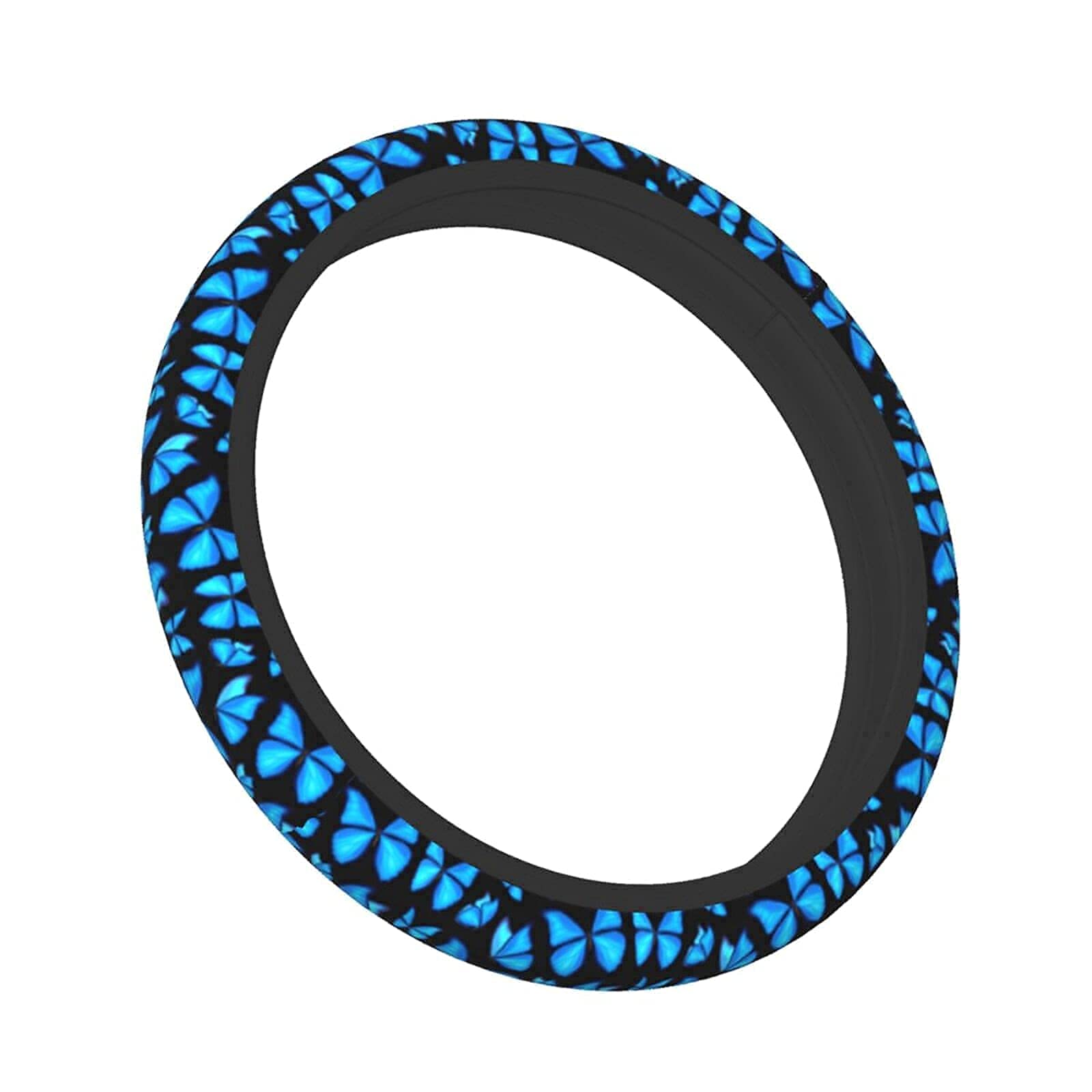KUOAICY Blue Butterfly Neoprene Steering Wheel Cover 15 inch Non-Slip Universal for Car – Black18