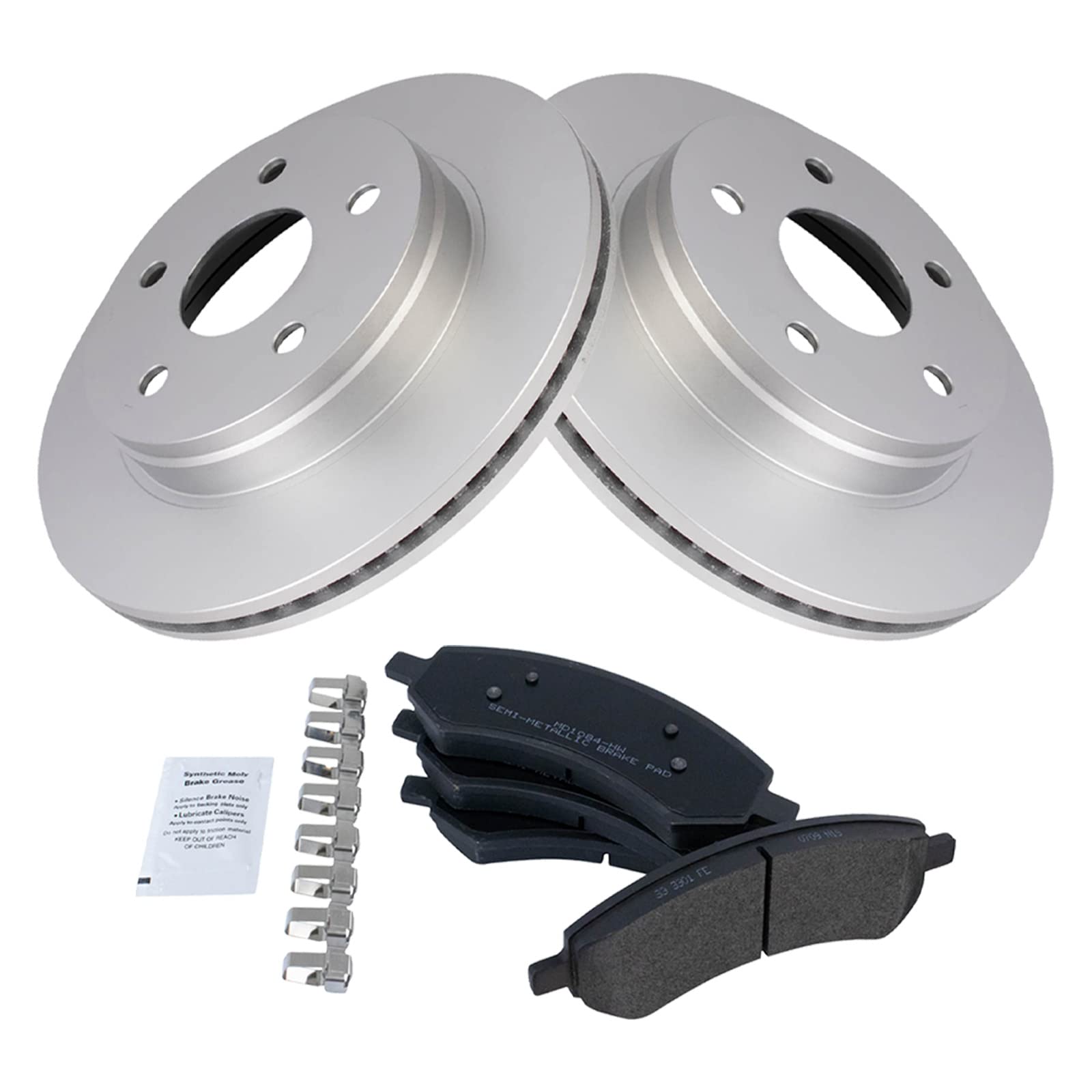 Trq Front Brake Pad & Rotor Kit Brake Pads Brake Rotor Semi-Metallic Premium G-Coated Compatible With 2007-2009 Chrysler Aspen D