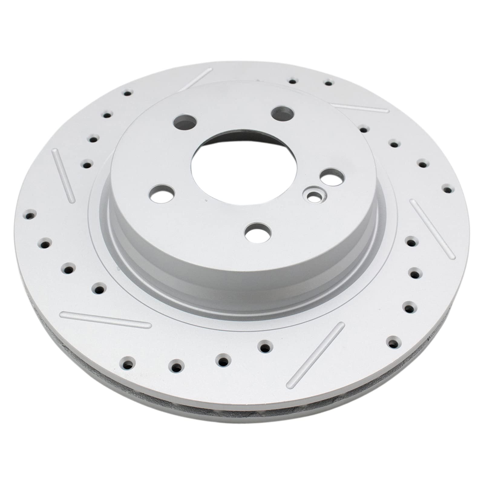 Trq Rear Performance Brake Rotors Set Vented Premium G-Coated Compatible With 2012-2015 Mercedes-Benz C250 2013-2014 C300 2008-2