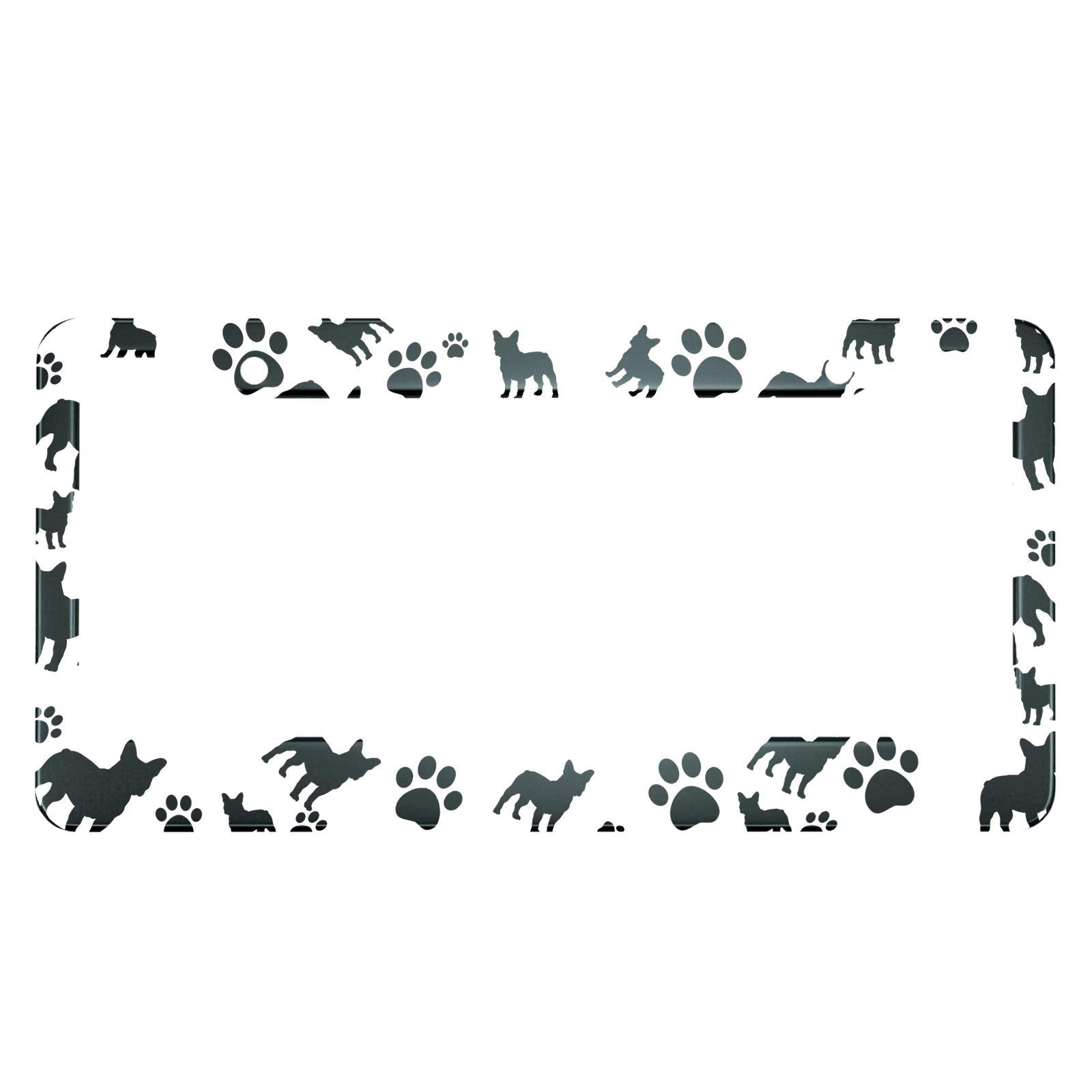 HOSNYE Bulldog Dog Silhouette Paw Print License Plate Frame Dog Lovers Metal License Plate Cover Front Plates Frames Car Tag Fra