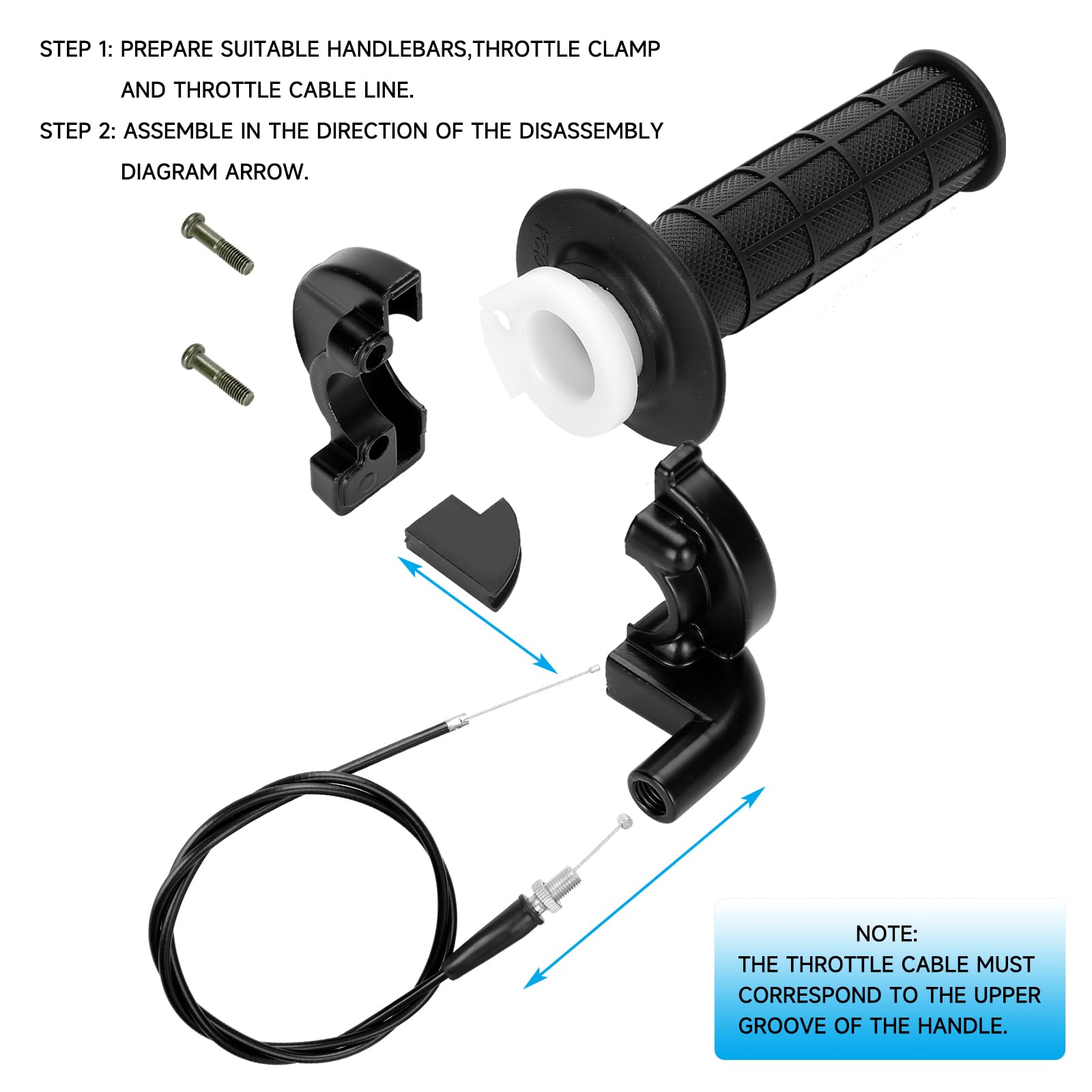 Hiaors 7/8'' 22Mm Twist Throttle Cable Handle Kit For Predator 196Cc 212Cc 6.5Hp Coleman Ct200U Ct200U-Ex Bt200X Baja Warrior Mb