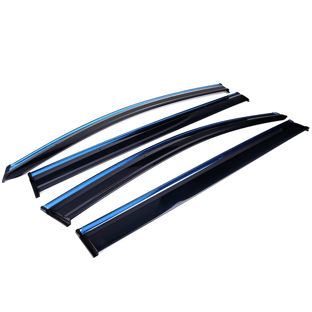 IKON MOTORSPORTS Tape On External Window Visor, Compatible with 2011-2017 Honda Odyssey, Injection Polycarbonate with Chrome Tri