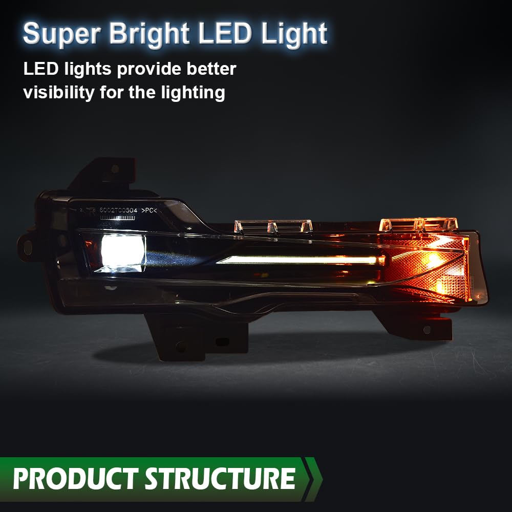 Grand Orange Fog Light Lamp Compatible With Tesla 3 2017-2023 /Fit Tesla Y 2020-2023 Amber Drl Up-Level Right Front Passenger Rh