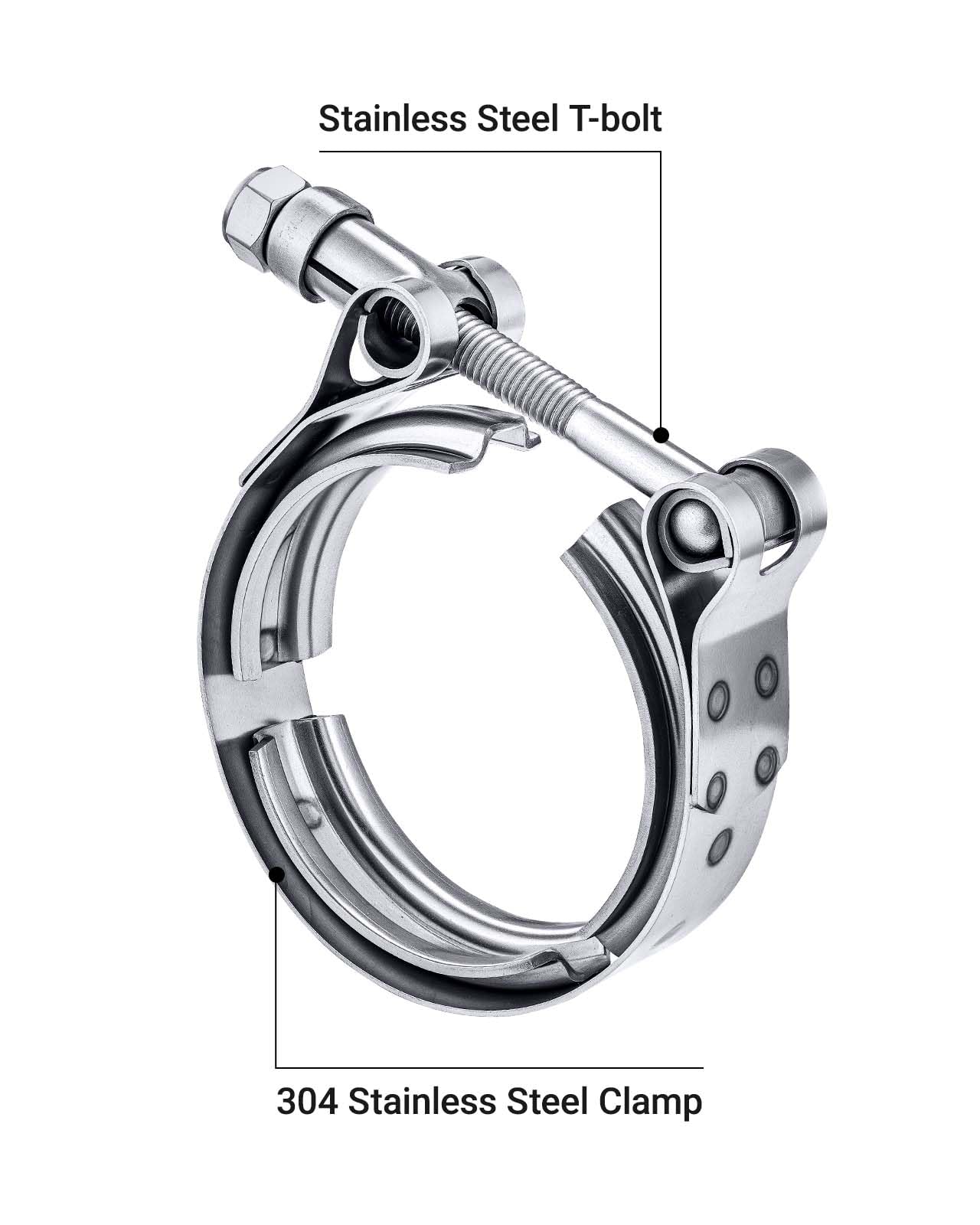 Evil Energy 2.5 Inch V Band Clamp For Flange Kit Stainless Steel 4Pcs (No Flanges)