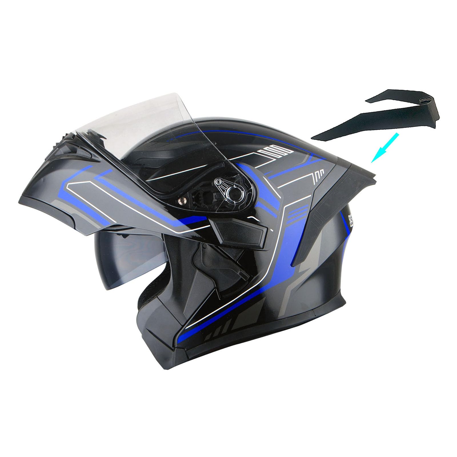 1Storm Motorcycle Modular Full Face Helmet Flip up Dual Visor Sun Shield: HB89 Arrow Blue