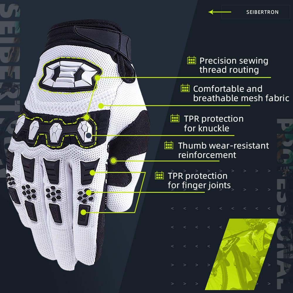 Seibertron Dirtpaw Unisex Bmx Mx Atv Mtb Racing Mountain Bike Bicycle Cycling Off-Road/Dirt Bike Gloves Road Racing Motorcycle M