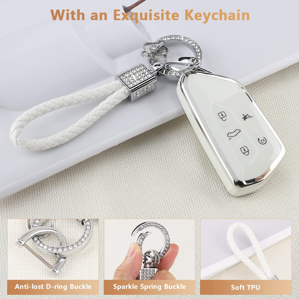 Pifoog Key Fob Cover For Vw Volkswagen Id4 Golf Gti R 2022 2023 Accessories Tpu 5 Buttons Car Keys Case Shell Protector Bling Ke