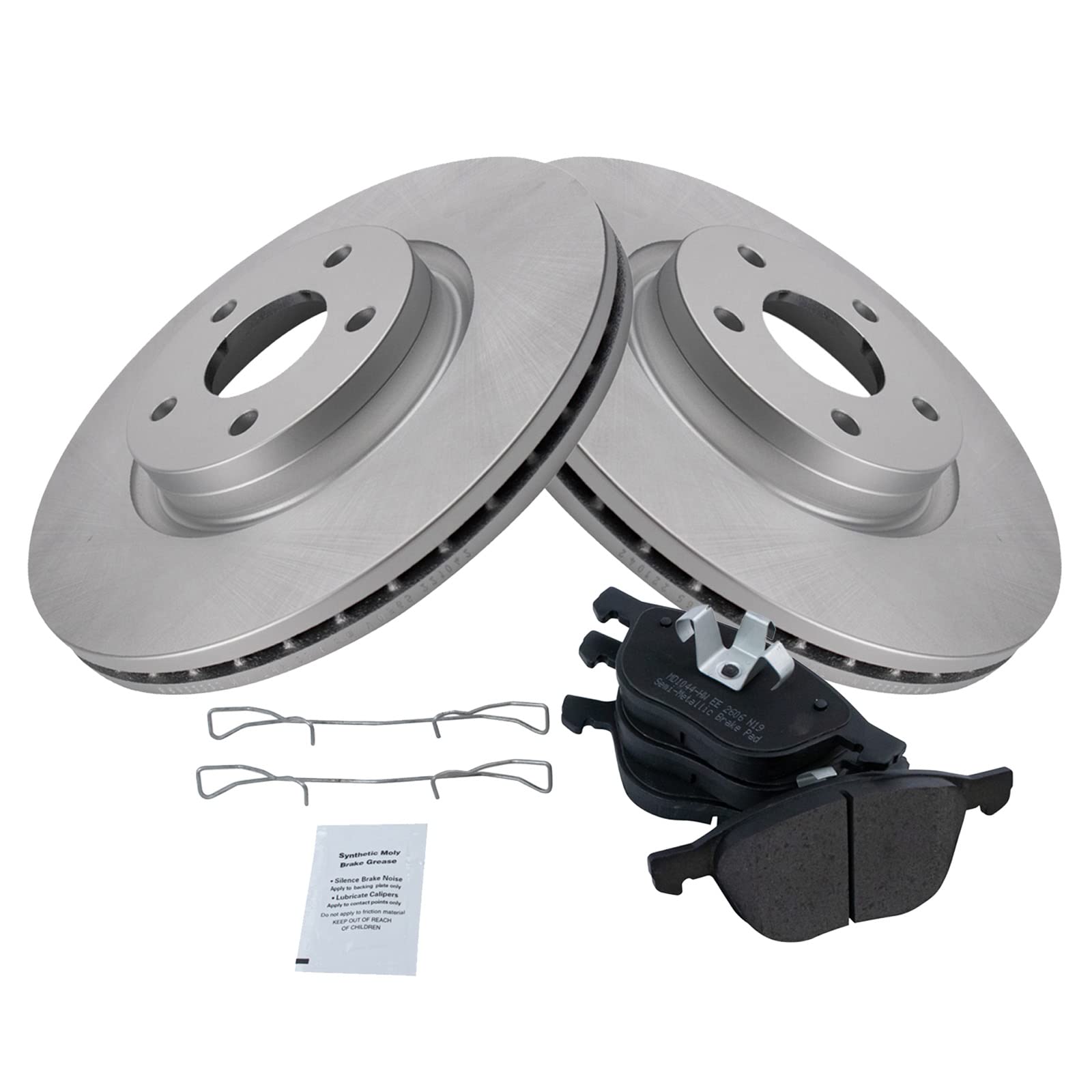 Trq Front Brake Pad & Rotor Kit Semi-Metallic Premium G-Coated Compatible With 2013-2017 Ford C-Max 2013-2019 Escape 2008-2013 V