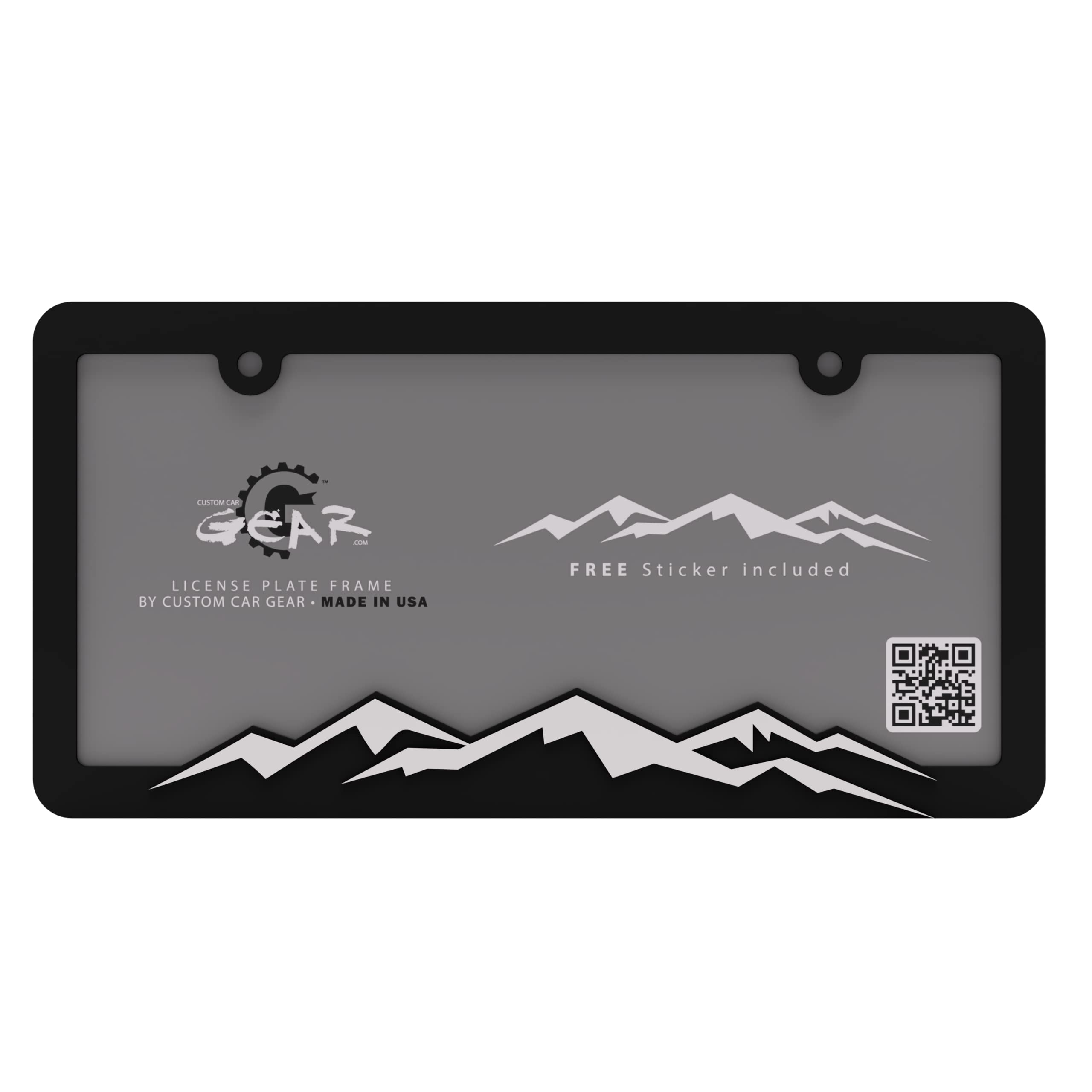 Mountain License Plate Frame Bracket (White On Black)