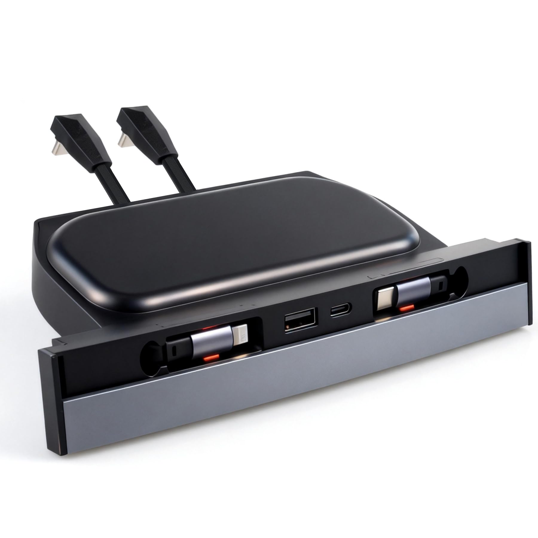 Waterproof USB Hub for Tesla Model 3 and Model Y - 2023/2022/2021 Dock with 4-Port Retractable Charging Cable Supporting Fast Ch