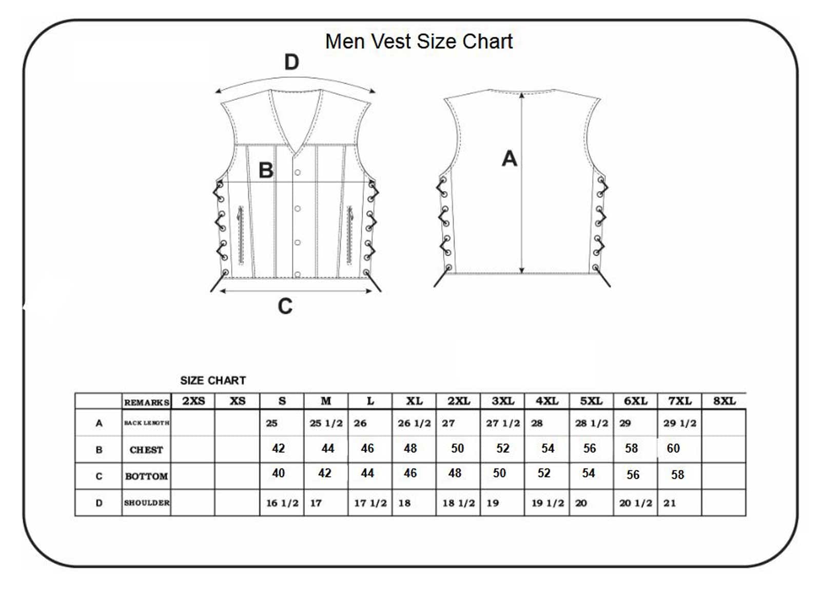 Men'S Premium Leather Motorcycle Vest,Black,Size - 5Xl