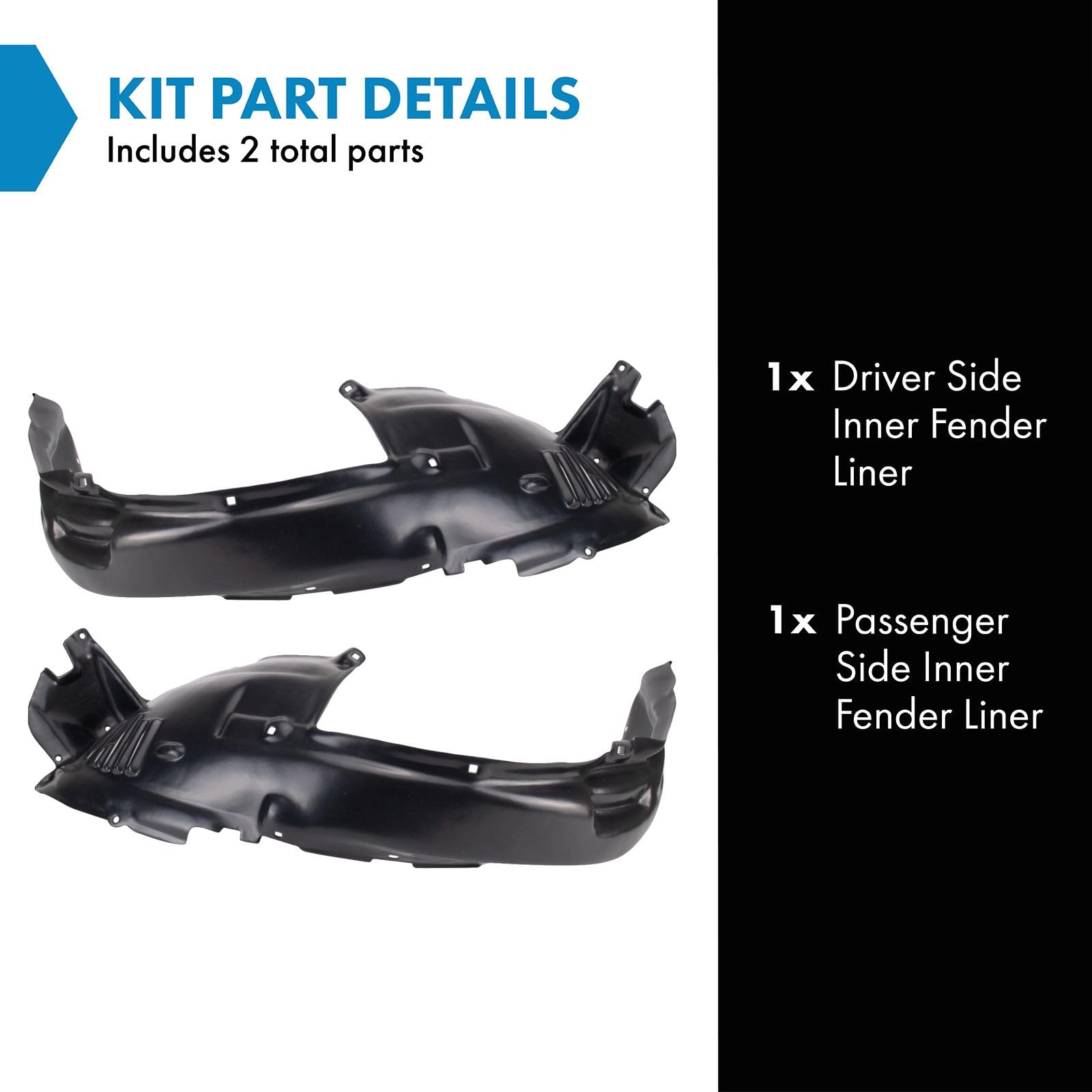 Trq Inner Fender Liner Set Compatible With 2003-2009 Lexus Gx470 Lx1250115 Lx1251115