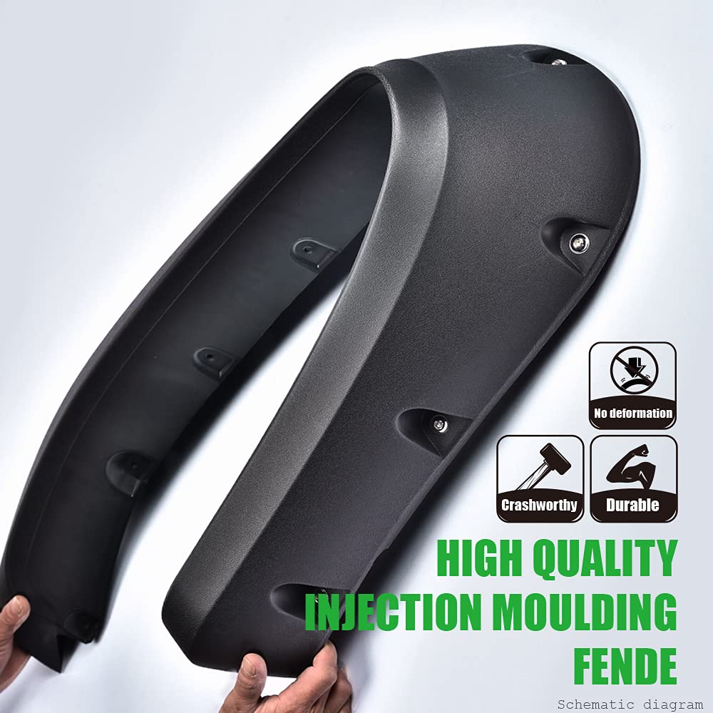 G-PLUS Fender Flares for 2009-2018 Dodge Ram 1500, Textured Black, Pocket Rivet Style, 4Pcs, Doesn't Fit R/T Models