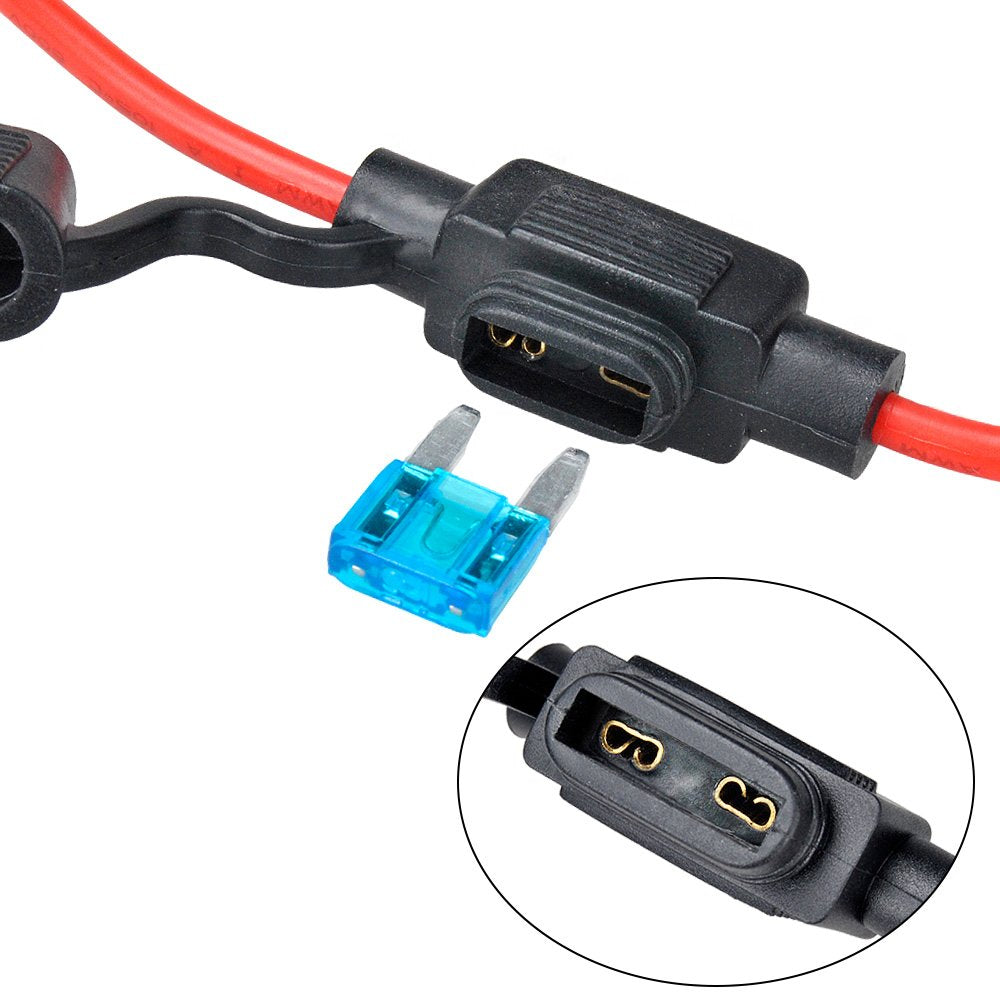 Muyi 6 Pack Inline Fuse Holder - 14Awg Gauge Wire Pigtail Mini Blade Fuse Holder With 15A Mini Blade Fuses Atm