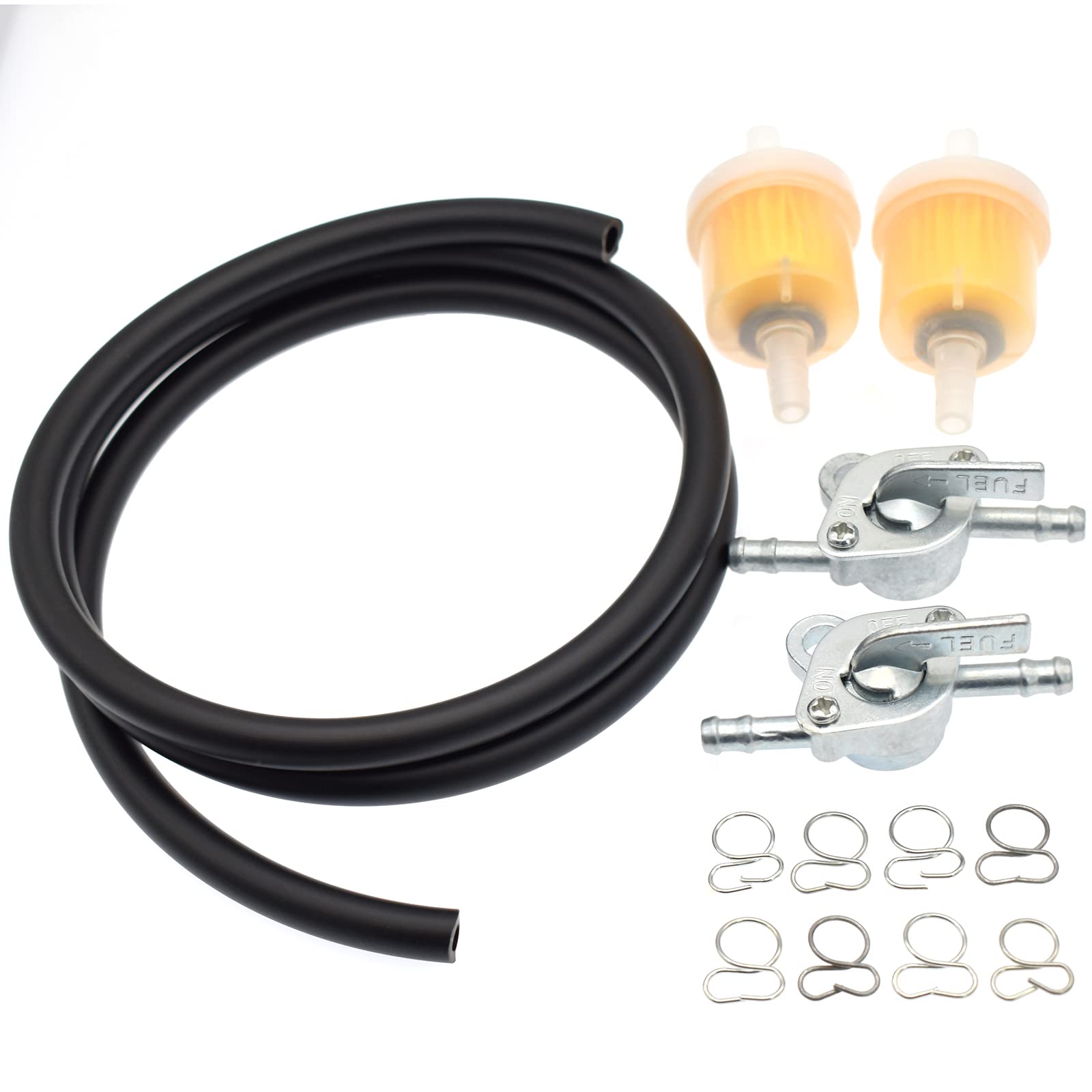 Riyitauto 1/4 Fuel Line Gas Fuel Hose Oil Filter Clamps Inline Fuel Shut Off Valve Petcock Petrol Switch for 50cc 70cc 110cc 125