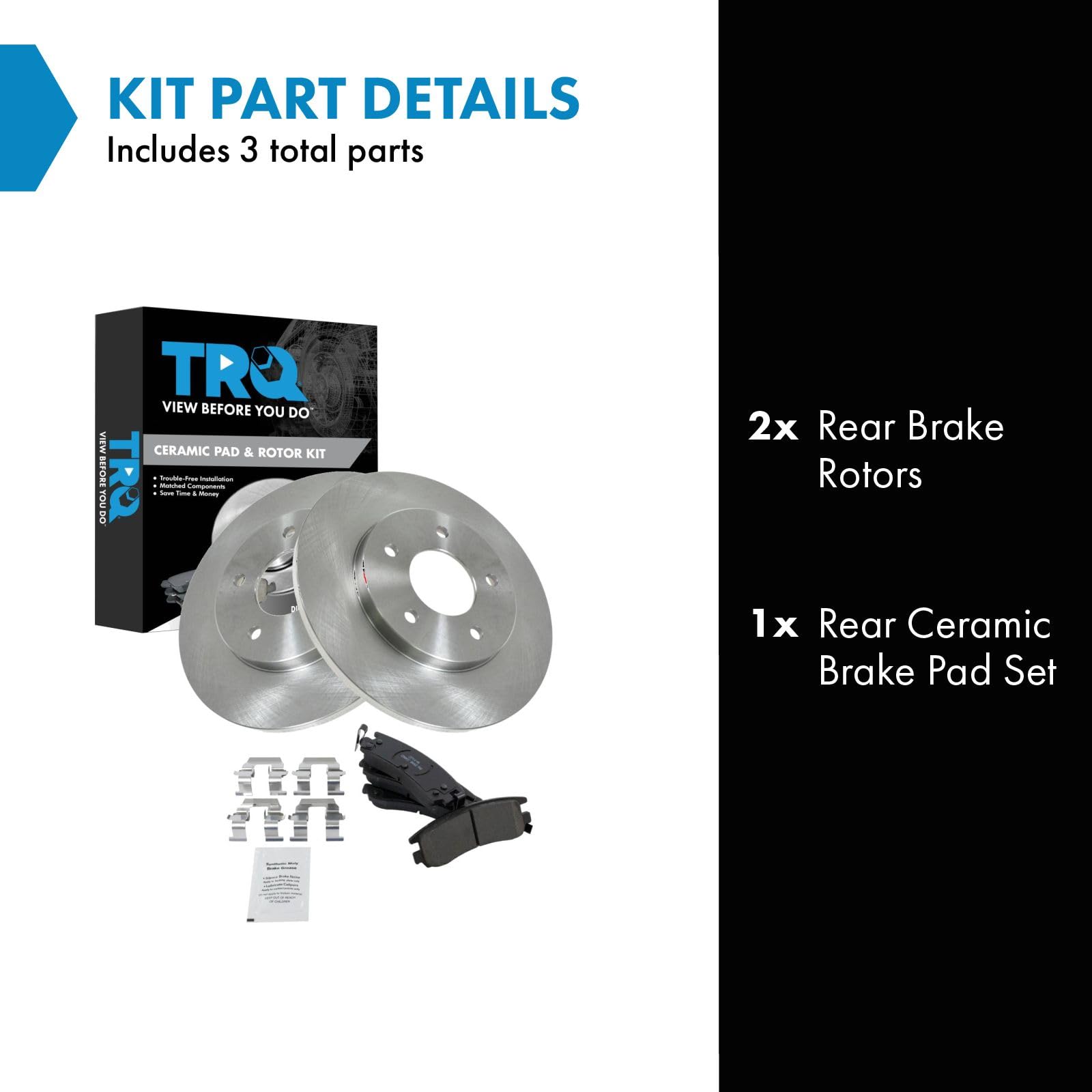Trq Rear Brake Pad & Rotor Kit Brake Pads Brake Rotor Ceramic Compatible With 1994-1996 Buick Regal 1995-1999 Chevrolet Lumina M