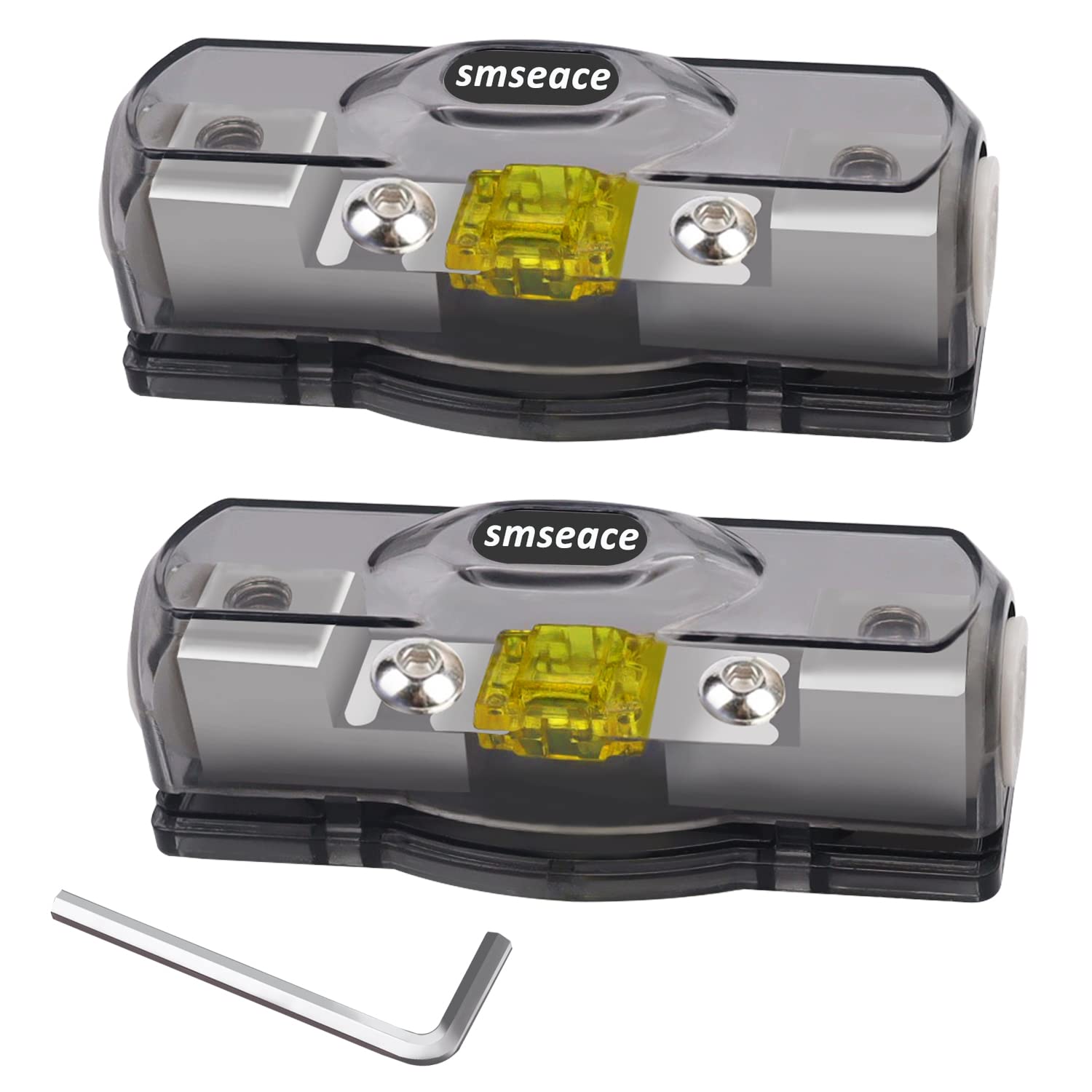 smseace 120A Mini ANL Fuse Holder with Mini Fuse, 4-Gauge, Includes Hex Wrench for Car Audio Stereo System