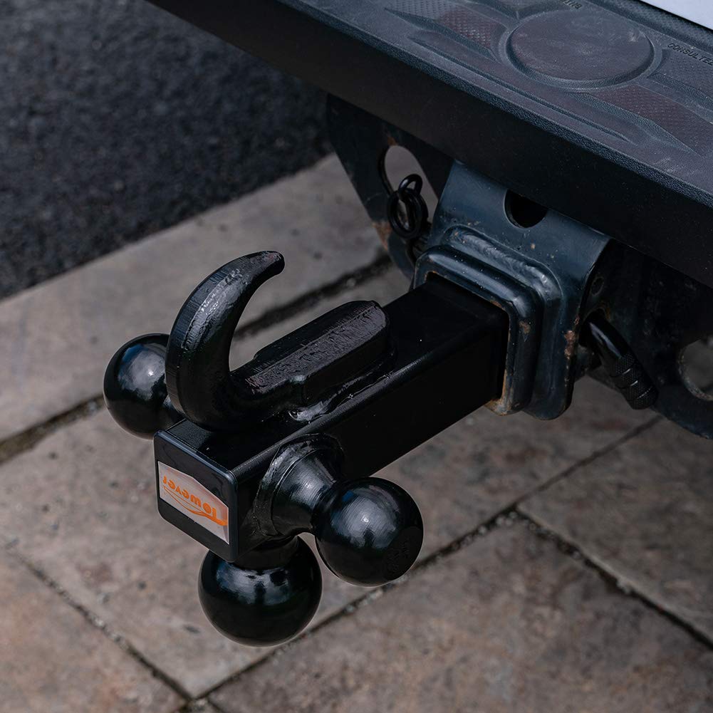 Towever 84181 Towever Class 3/4 Trailer Hitch 2 Inch Ball Hitch With Hook (Black, Hollow Shank), For Pickup Truck Tow Hitch Receiver