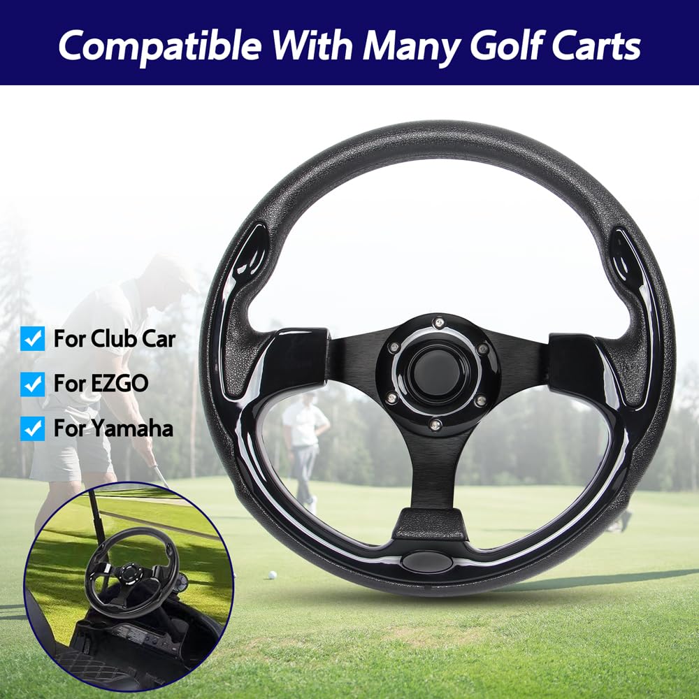YEHICY Universal EZGO Steering Wheel - 12.5" Black PVC Frame for Yamaha Club Car DS, Precedent, Tempo, RXV & TXT