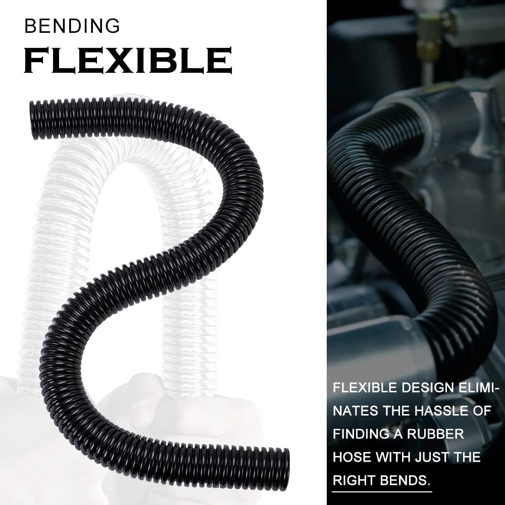 Hypertune Universal 36'' Stainless Steel Radiator Flexible Coolant Water Hose Kit W Cap Clamp Black