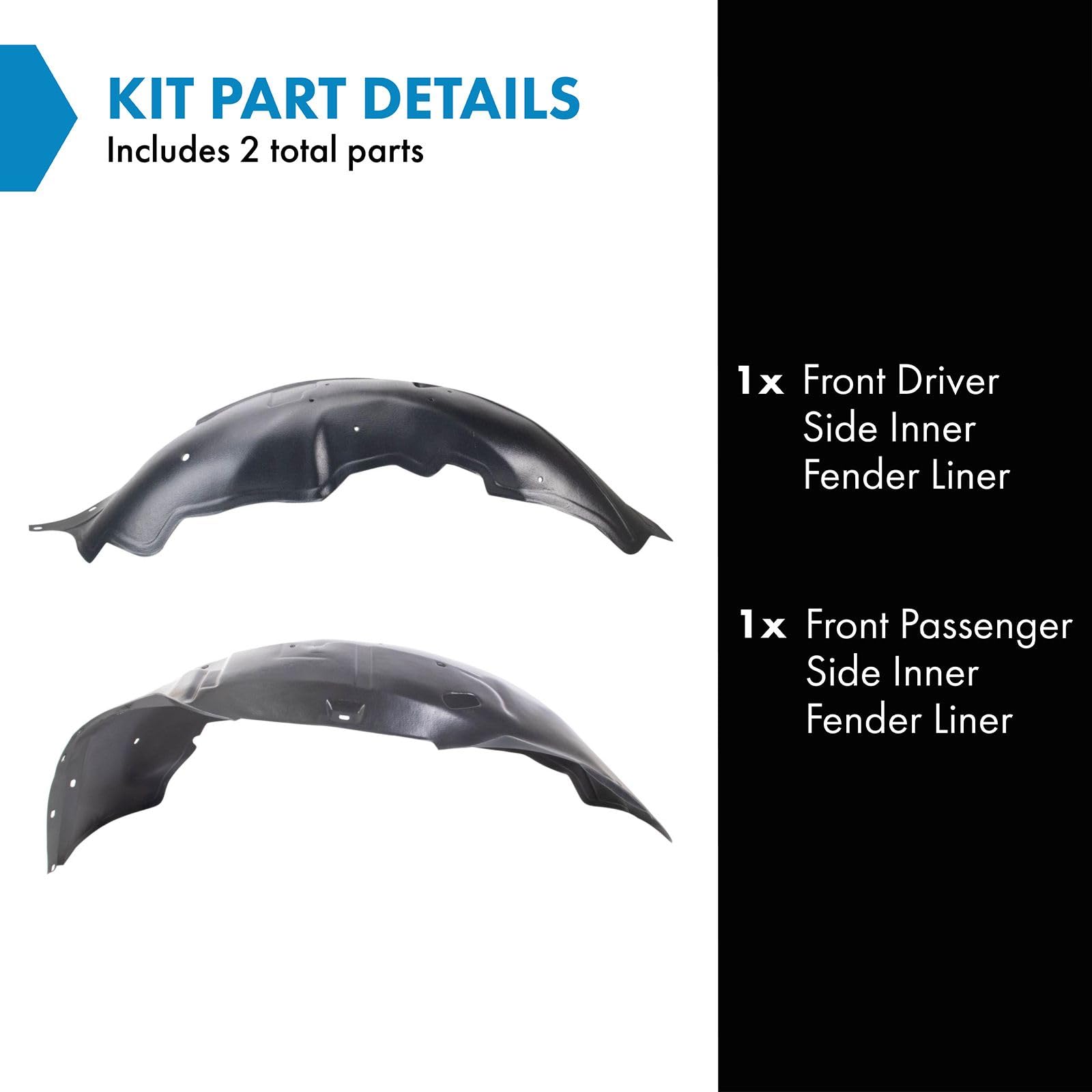 Trq Front Inner Fender Liner Set Compatible With 2002-2006 Chevrolet Avalanche 1500 Gm1250113 Gm1251114