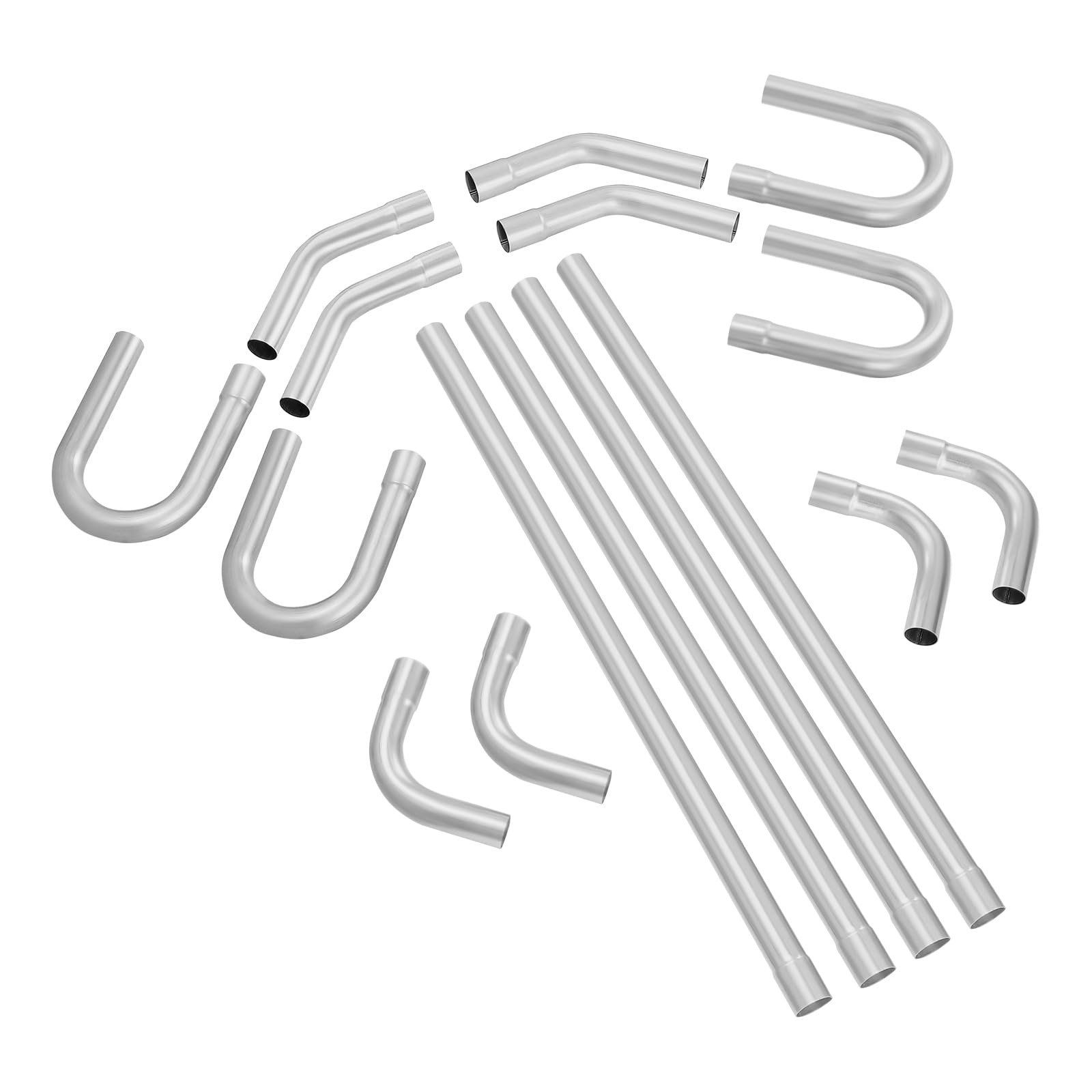 VEVOR 2.5'' Exhaust Kit, 16pcs, DIY Universal Galvanized Steel Exhaust Kit with Slip-Fit Joint & Large Exhaust Tube, Rust-Proof 