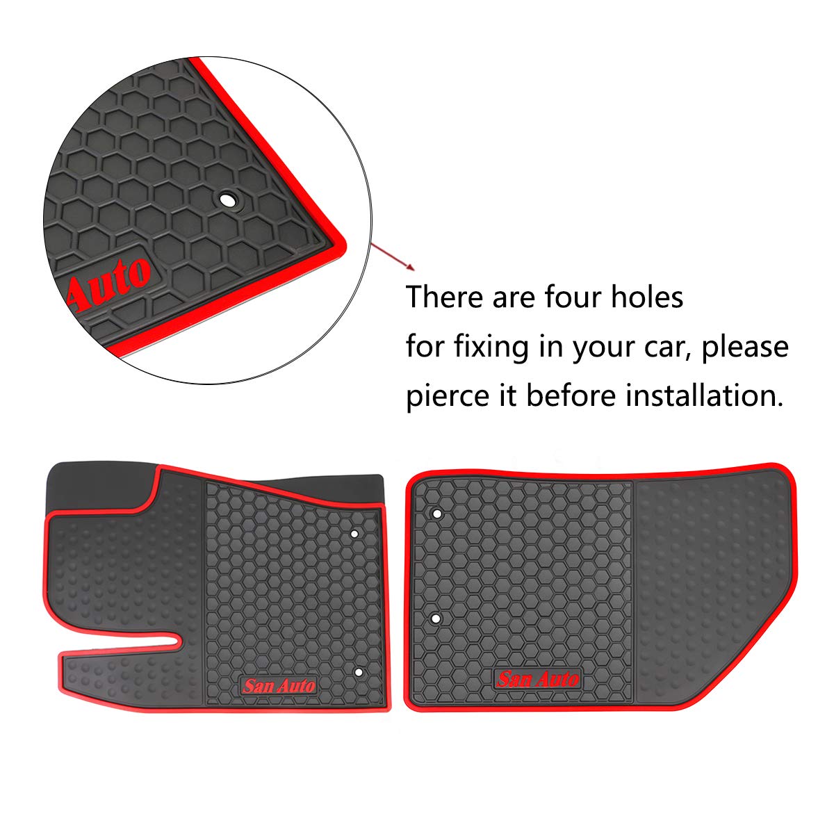 HD-Mart Car Floor Mats for Jeep Renegade 2015 2016 2017 2018 2019 2020 2021 2022 2023 2024 2025 Custom Fit Black Red Rubber Car