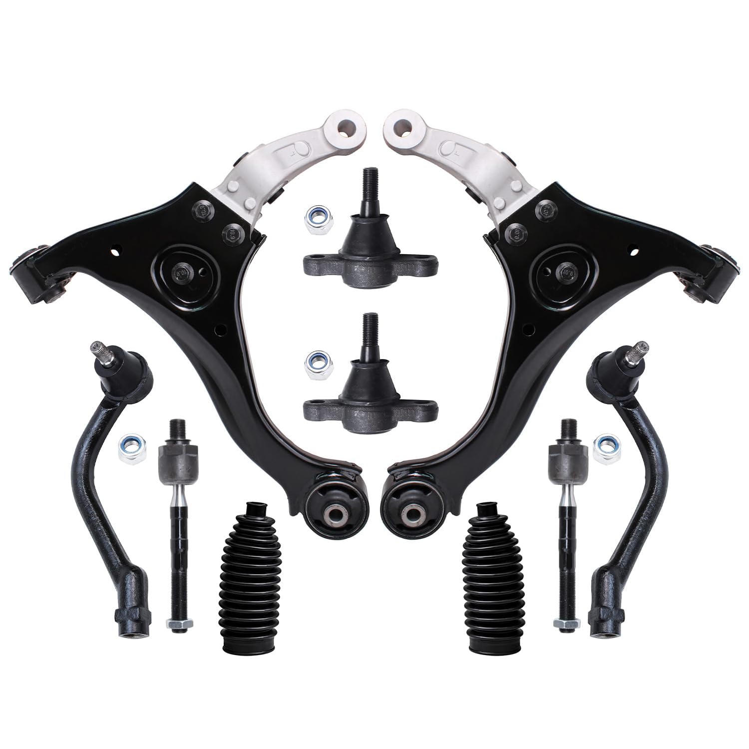 Detroit Axle - 10pc Front End Suspension Kit for Hyundai Sonata 2006 2007 2008, 2 Lower Control Arms 2 Lower Ball Joints 4 Inner