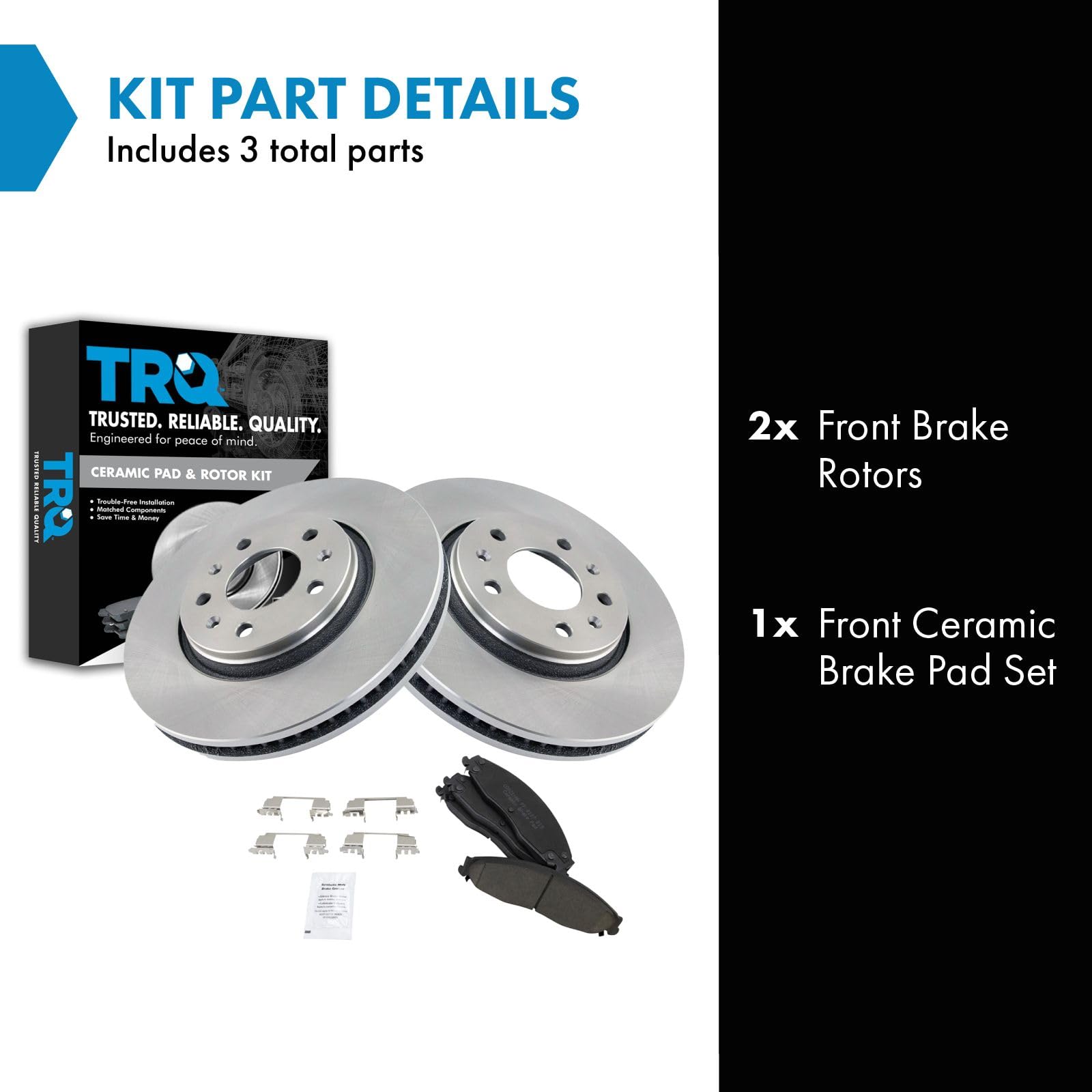 Trq Front Brake Pad & Rotor Kit Brake Pads Brake Rotor Ceramic Compatible With 2003-2005 Cadillac Cts 2005-2008 Sts