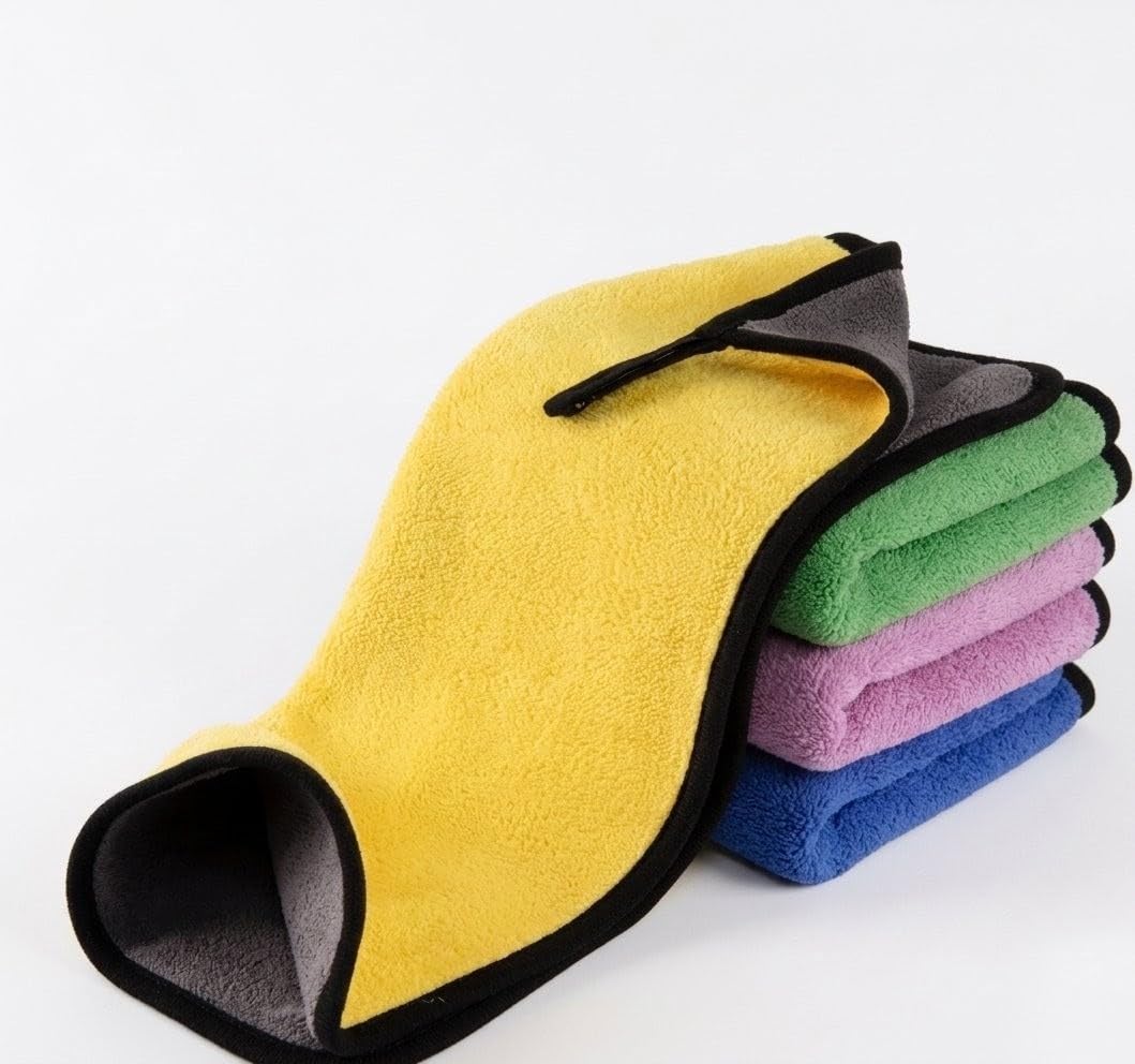 Blemy Microfiber Cleaning Cloths for Car (4 Towel), 40x30 cm DualSided 450 GSM High Absorbency Towels for Detailing, Drying, Du