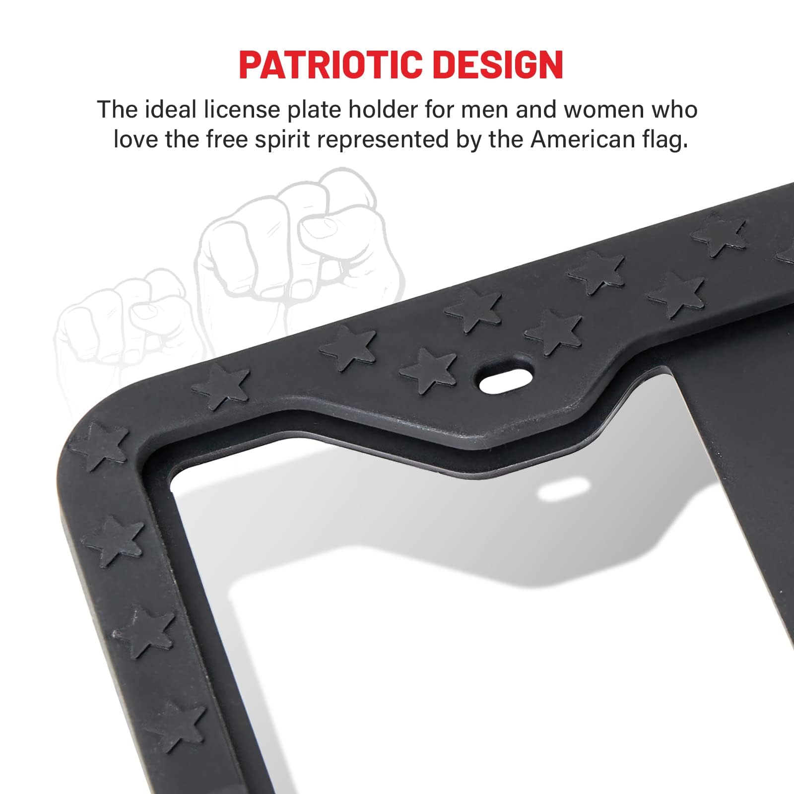 RED WOLF Silicone License Plate Frame American Flag Auto Tag, Subdued 3D Stars and Stripes USA Flag Front Rear License Plate Bra