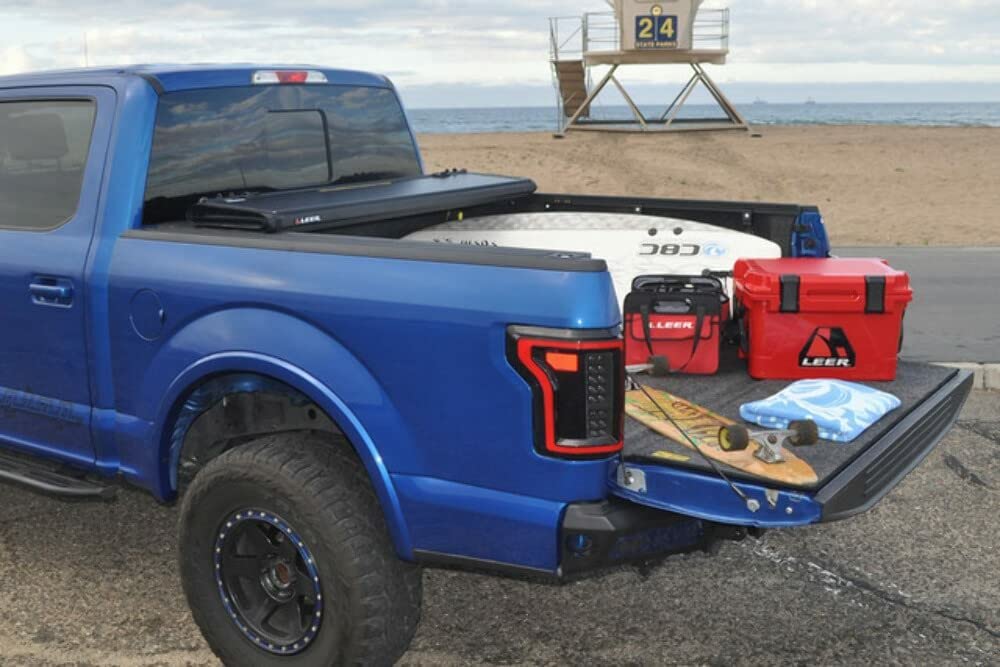 Leer Hf650M Quad-Folding Truck Bed Tonneau Cover, Fits Dodge Ram 1500, 2500, 2500Hd, And Ram Classic, Without 60/40 Tailgate, Years 2009-2018 And 2019, 6'4 Truck Bed, Black