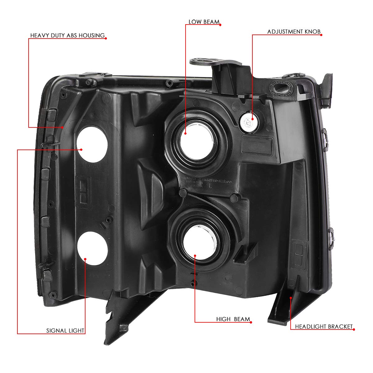 Dna Motoring Hl-Oh-Csil07-Bk-Sm-Am-Cfs-H8 Black Housing Smoked Lens Amber Reflactor Headlights Compatible With 07-13 Chevy Silve