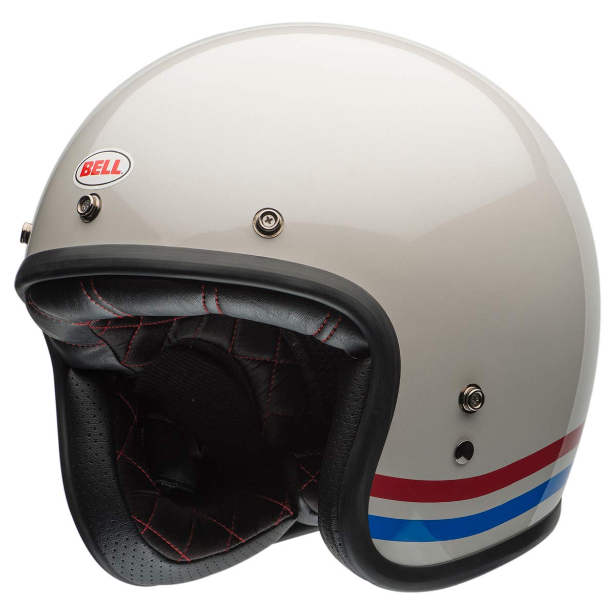 Bell Custom 500 Open-Face Motorcycle Helmet (Stripes Pearl White - Medium)
