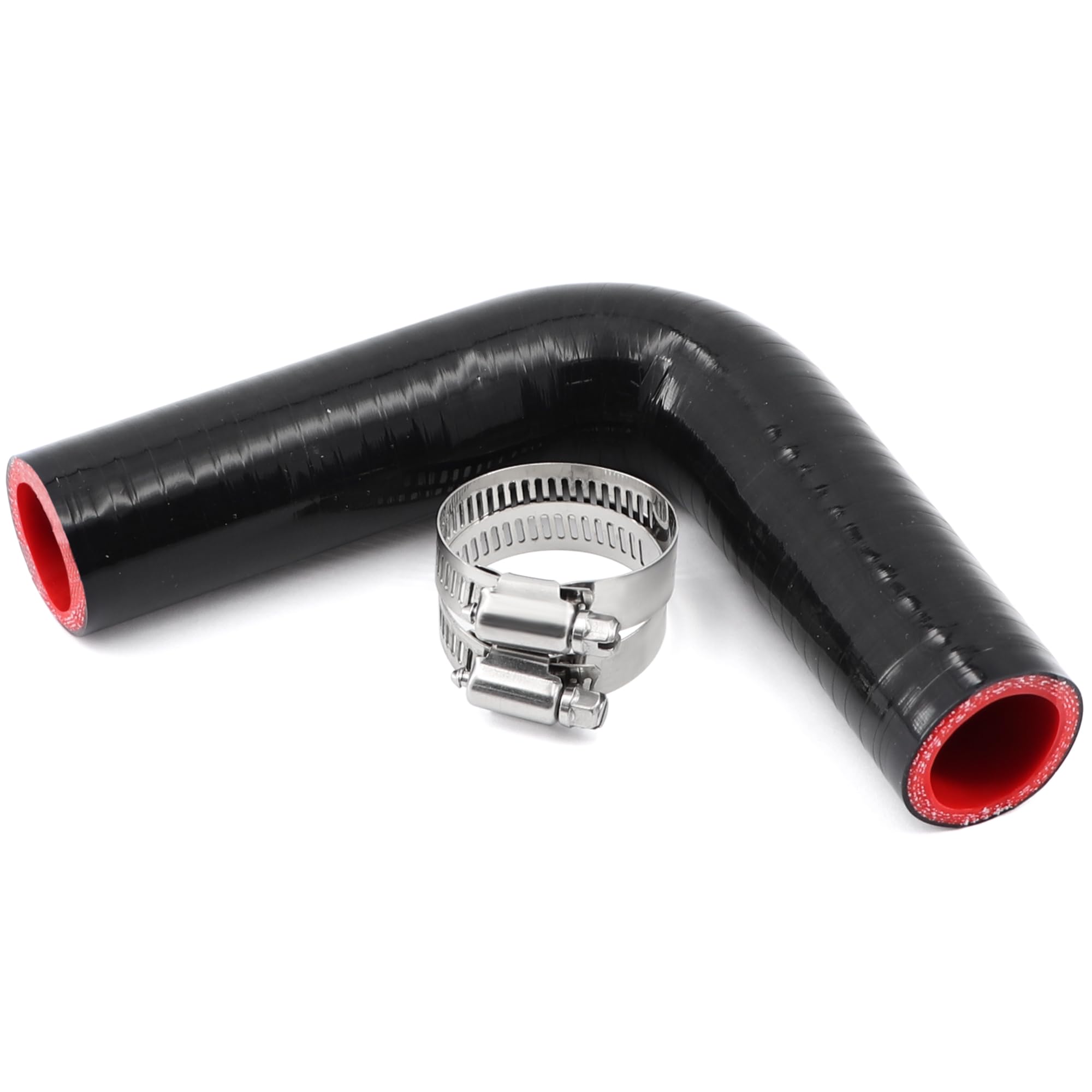 TuoLauthon 90 Degree ID 1inch(25mm) Black Silicone Reducer Coupler Hose,4-Ply Reinforced,Leg Length 4inch(102mm) with 2PCS clamp