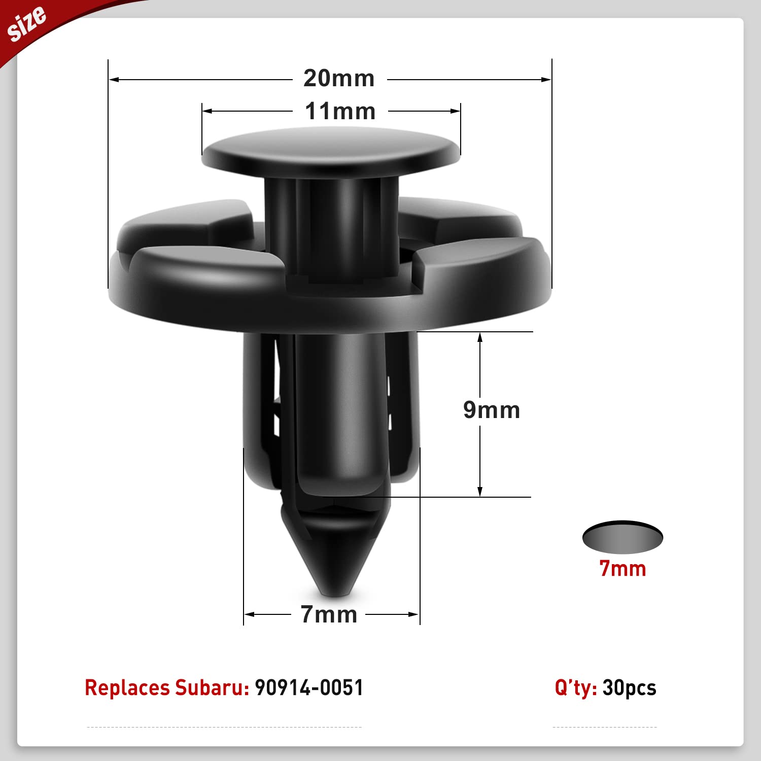Nilight 100Pcs Car Retainer Clips 7Mm 8Mm 10Mm Nylon Push Type Retainer Clips,Bumper Fastener Rivet Clips For Subaru 90914-0007,