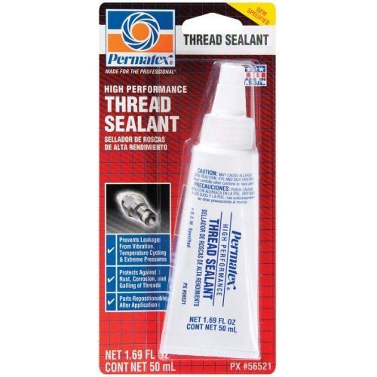 Permatex 56521-6Pk High Performance Thread Sealant ,Thread Lock & Screw Glue For Bolts Nuts & Fasteners To Prevent Loosening & C